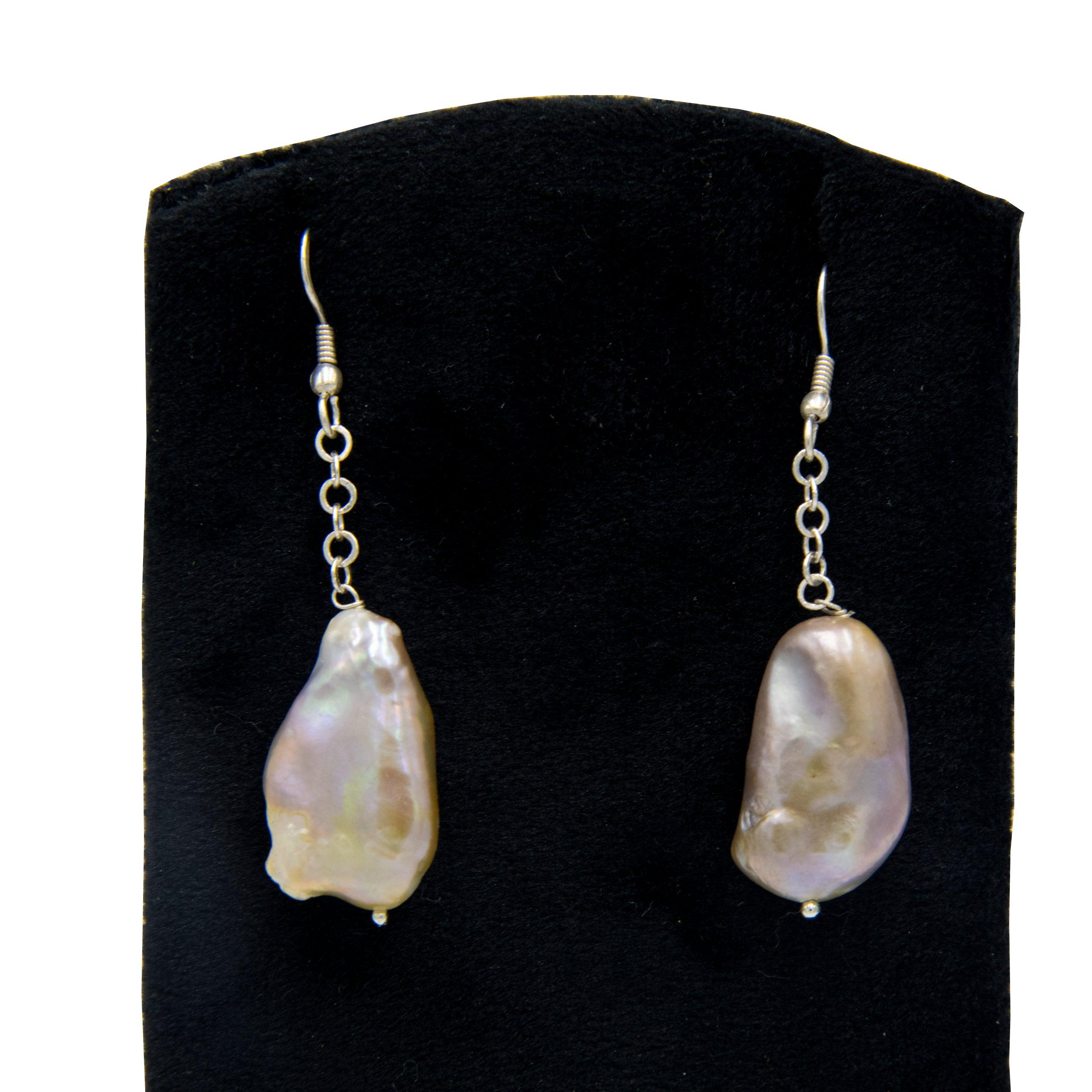 Pearl Silver Plated Dangler Hook Earring