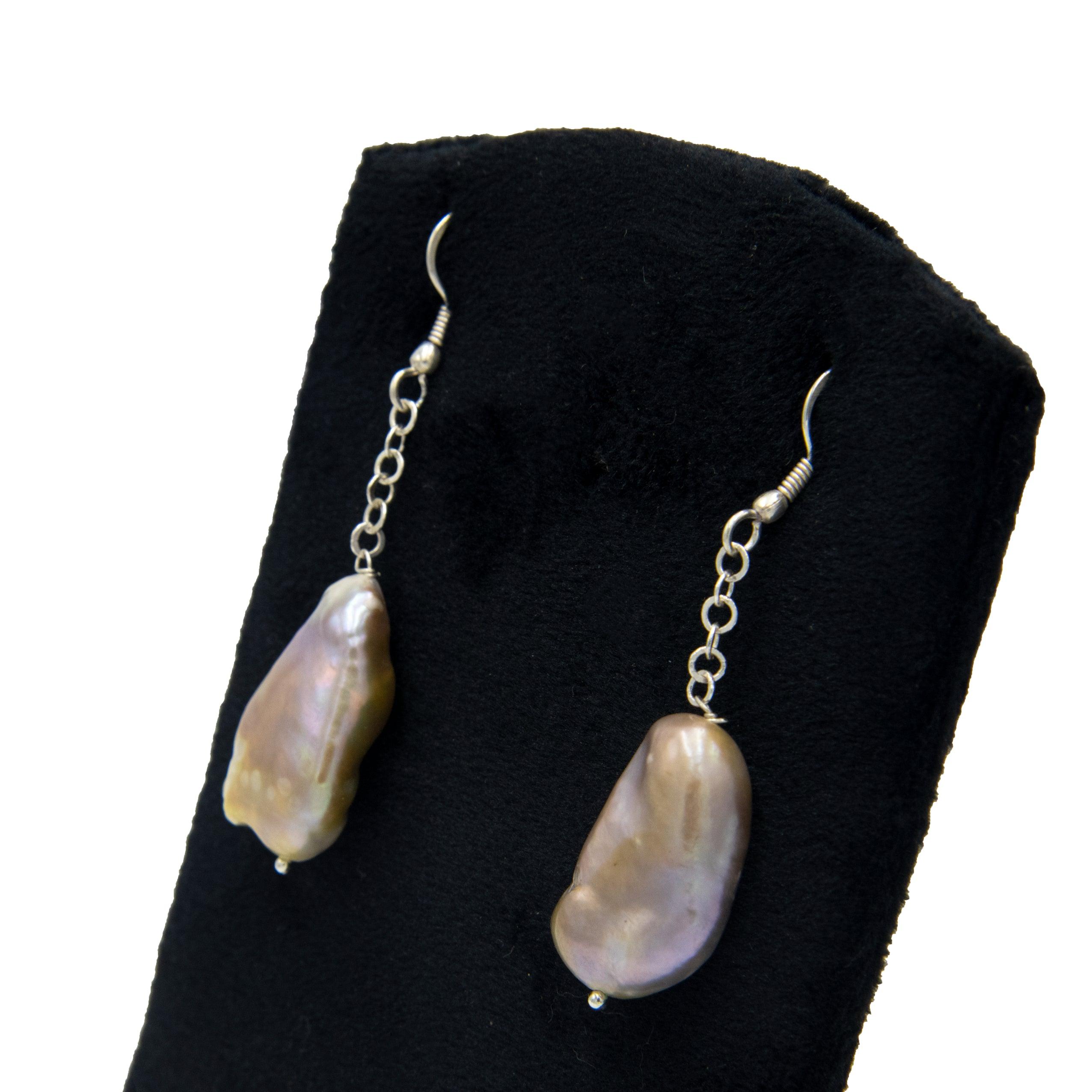 Pearl Silver Plated Dangler Hook Earring