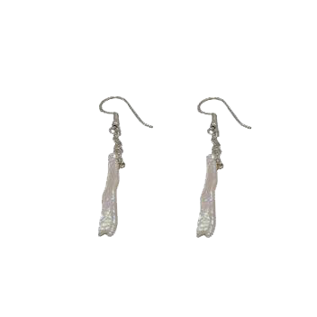 Long Biwa Pearl Silver Plated Hook Earring