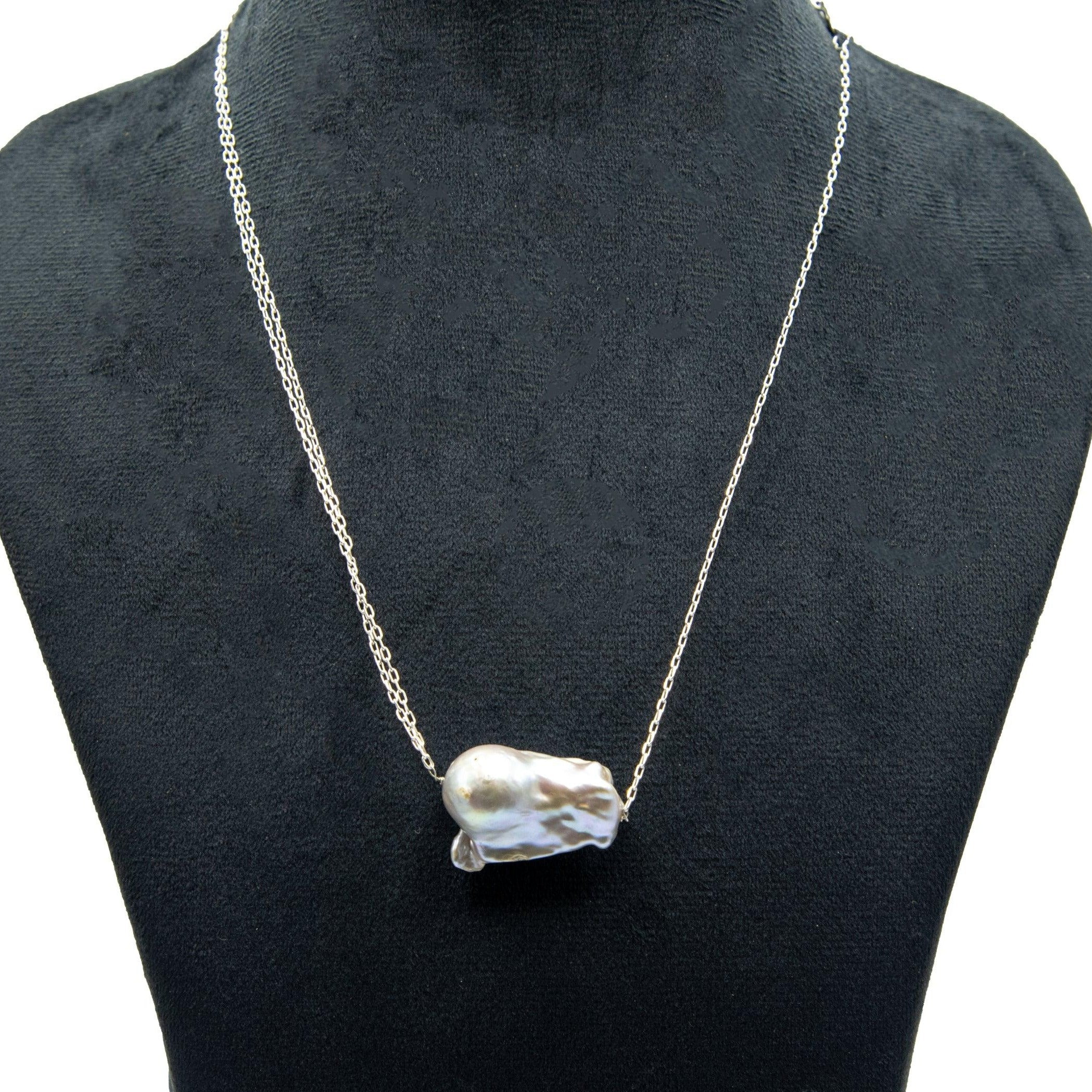 Pearl Silver Plated Double Chain Necklace