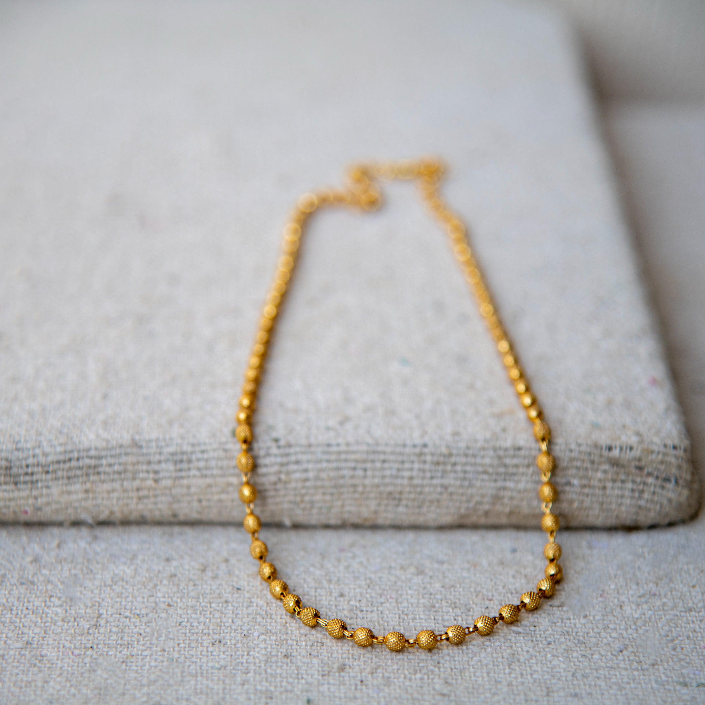 Peppercorn Texture Gold Plated Beads Necklace