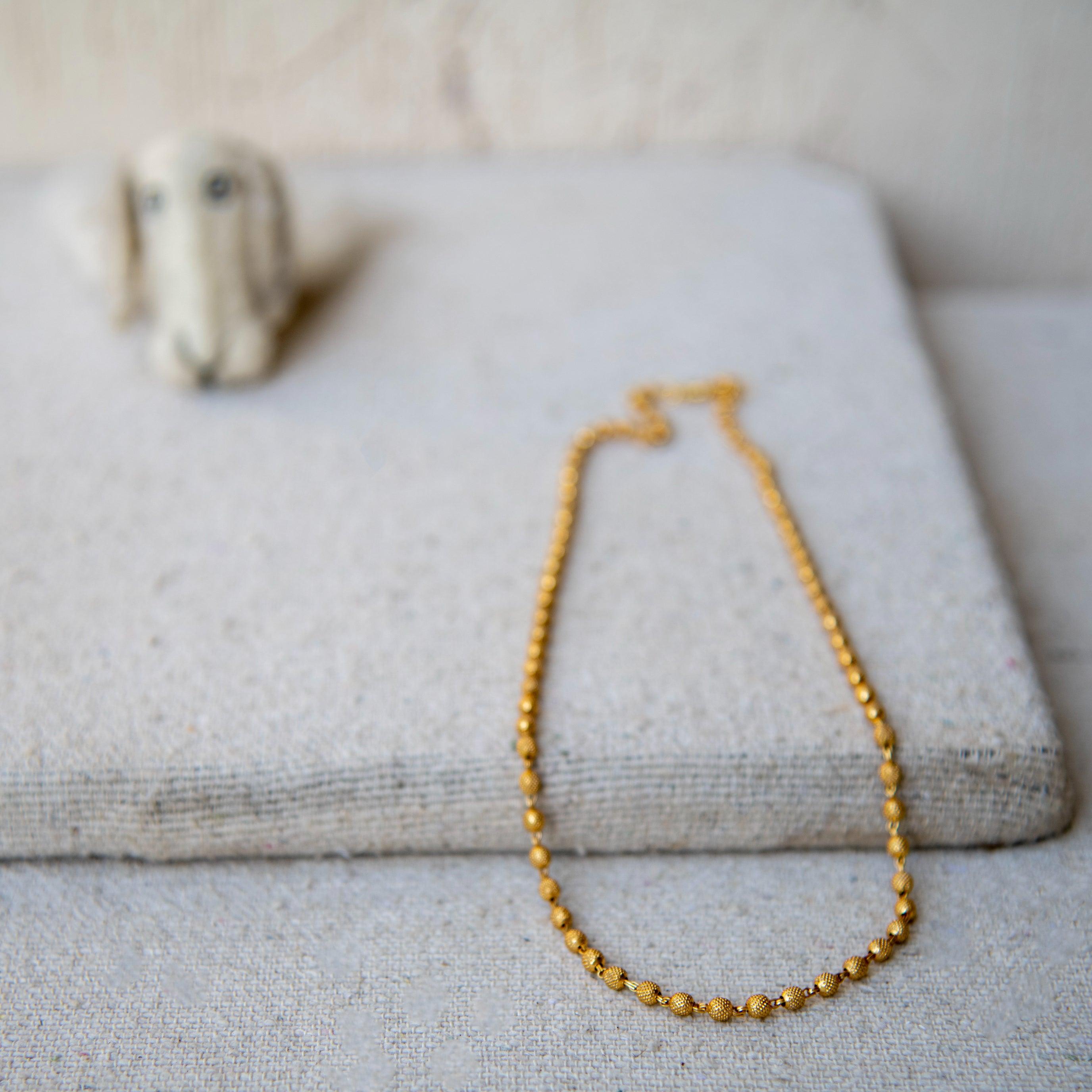Peppercorn Texture Gold Plated Beads Necklace
