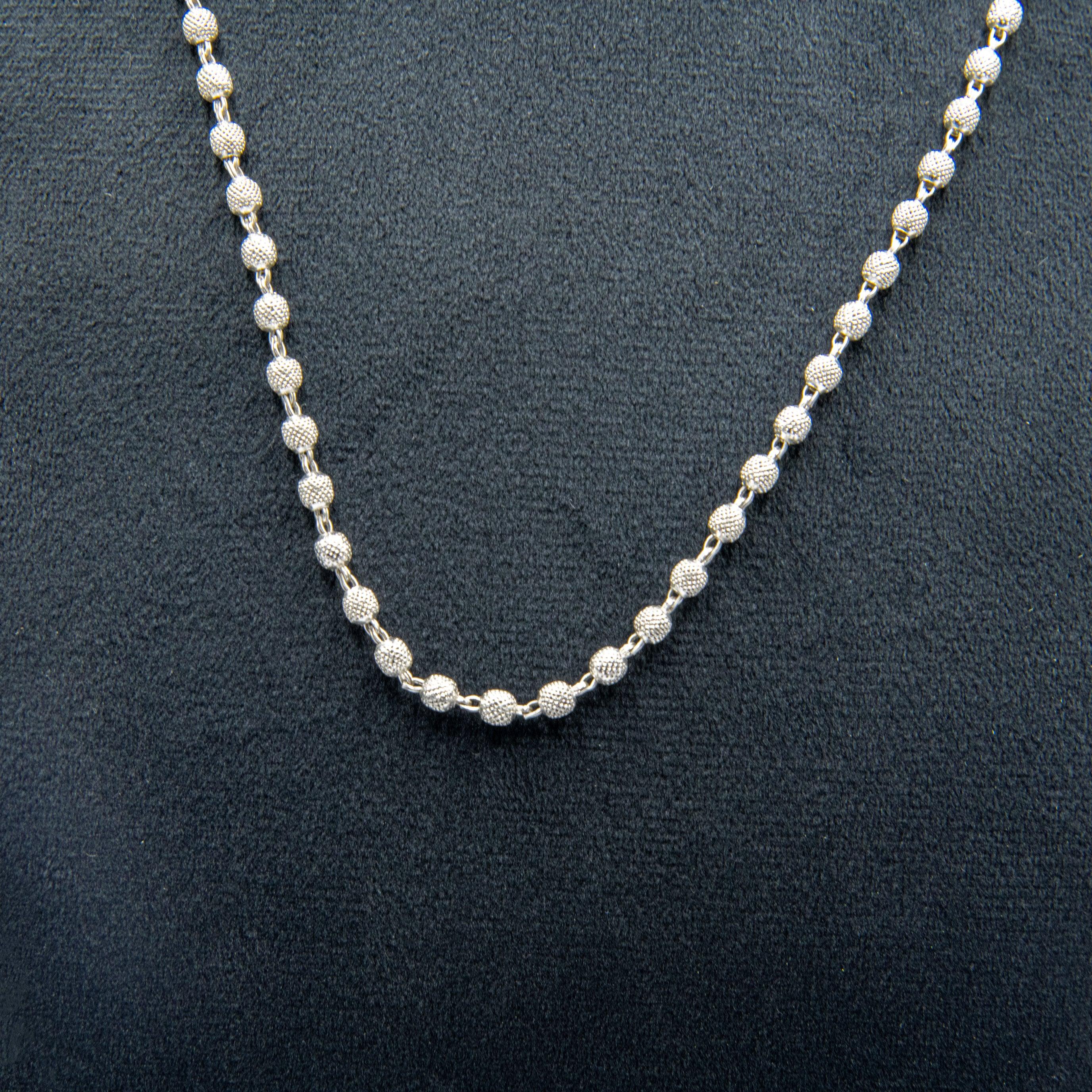 Peppercorn Texture Silver Plated Beads Necklace