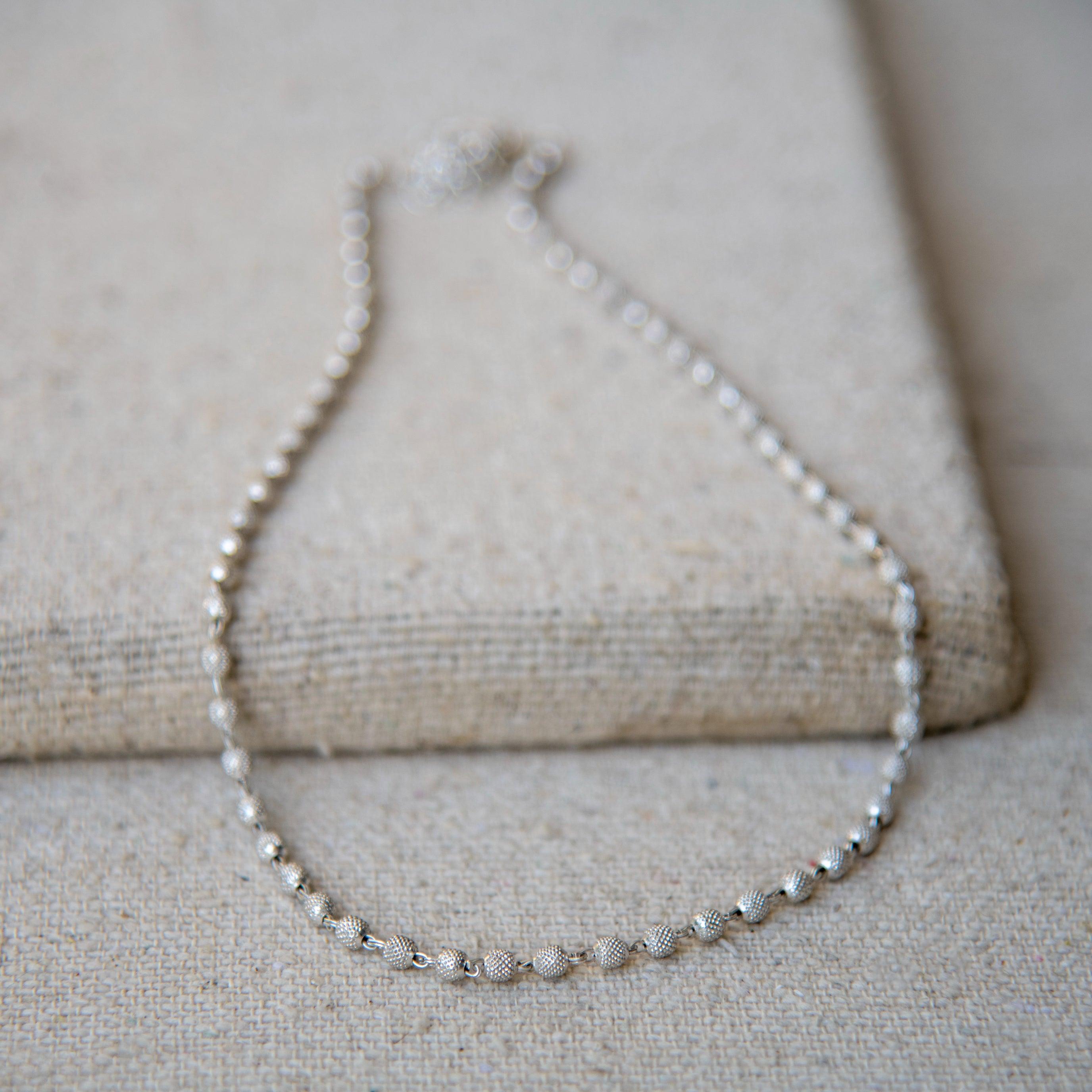Peppercorn Texture Silver Plated Beads Necklace