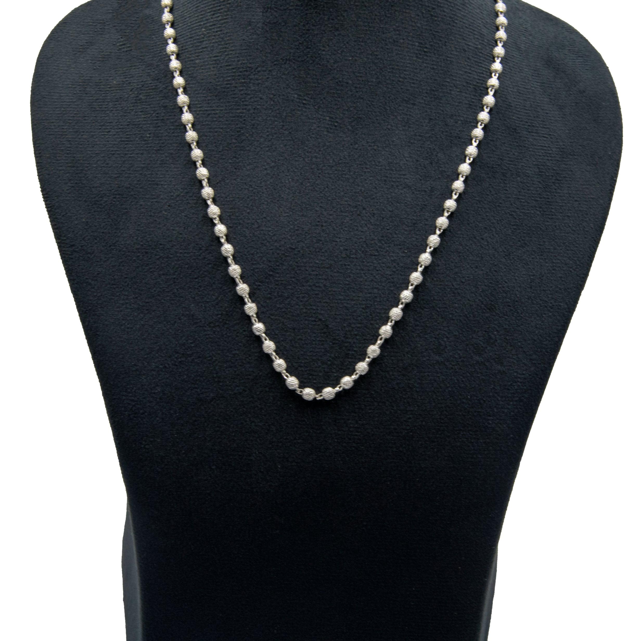 Peppercorn Texture Silver Plated Beads Necklace