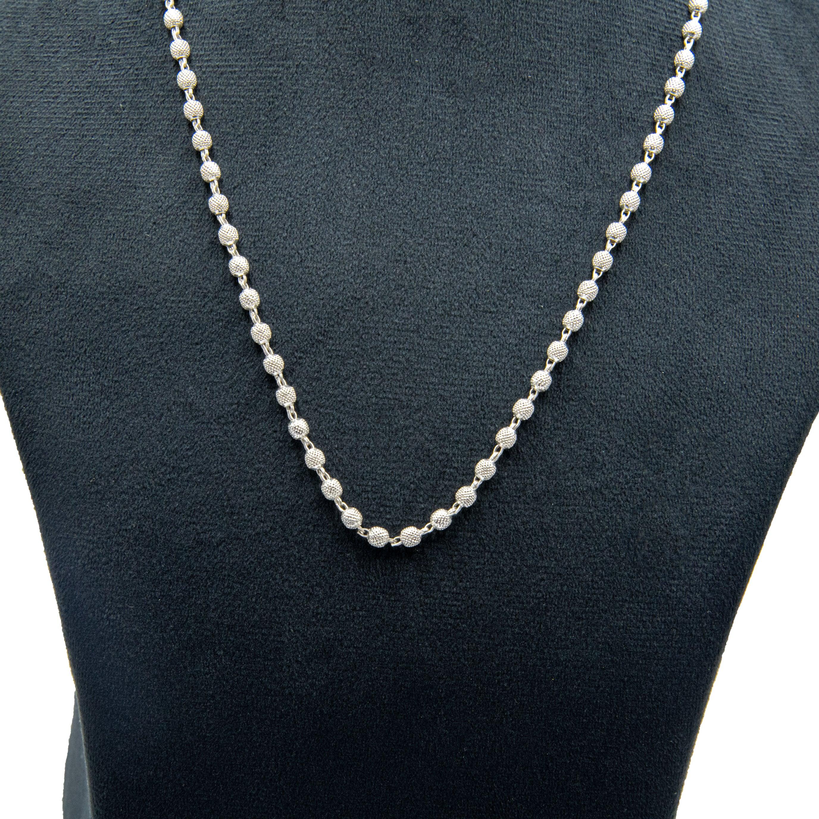 Peppercorn Texture Silver Plated Beads Necklace