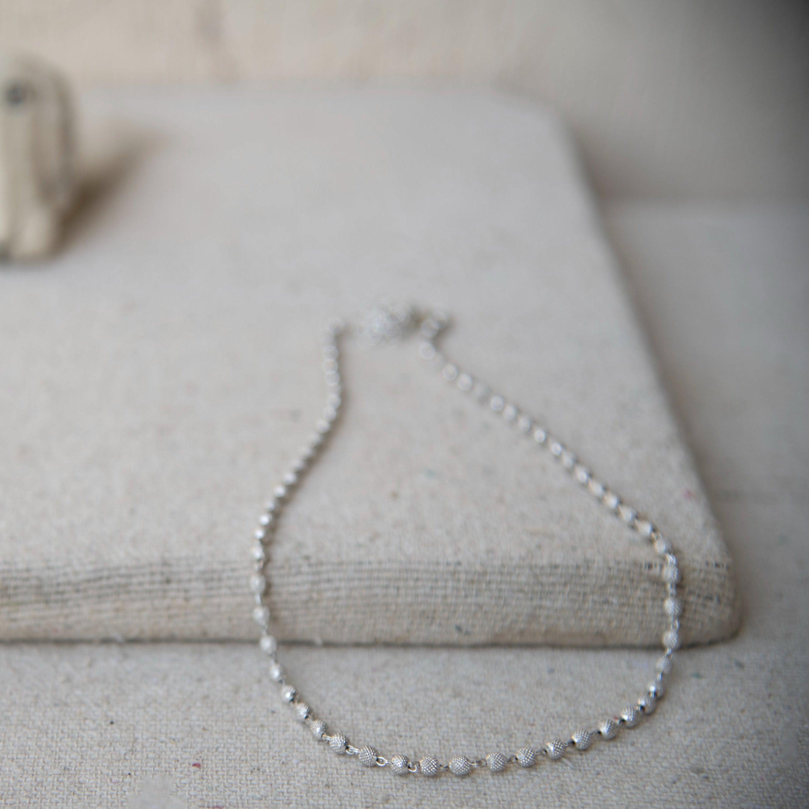Peppercorn Texture Silver Plated Beads Necklace