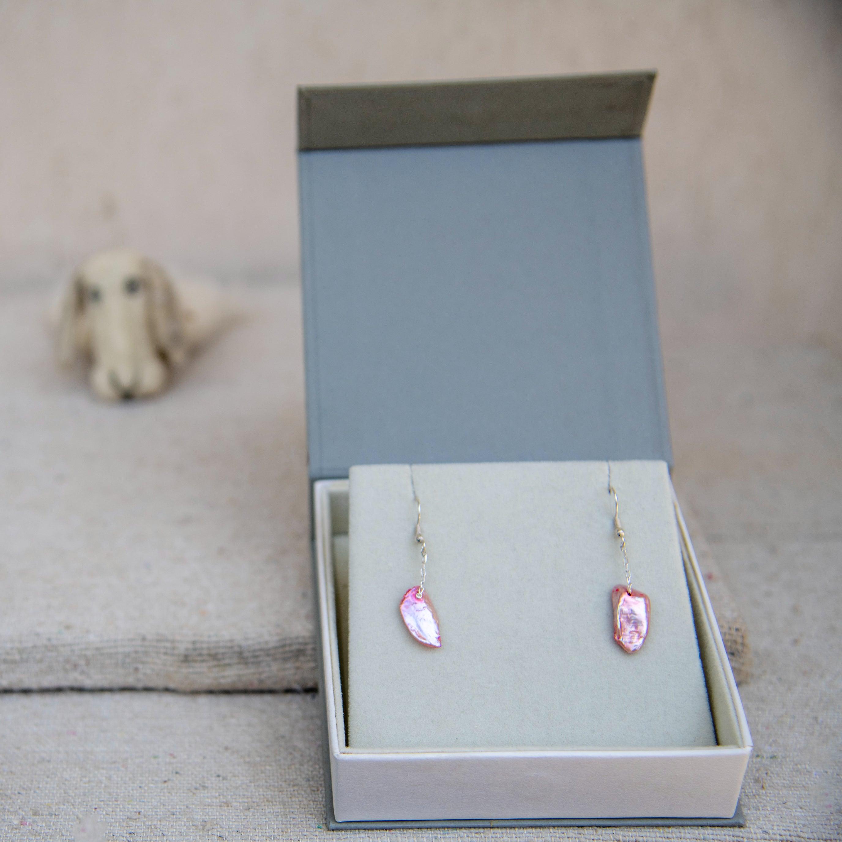 Pink Pearl Silver Plated Dangler Hook Earring