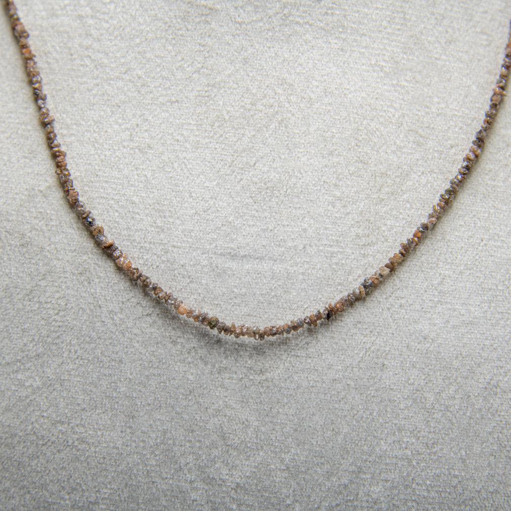 Pink Rough Diamond Beads Necklace with Silver Clasp