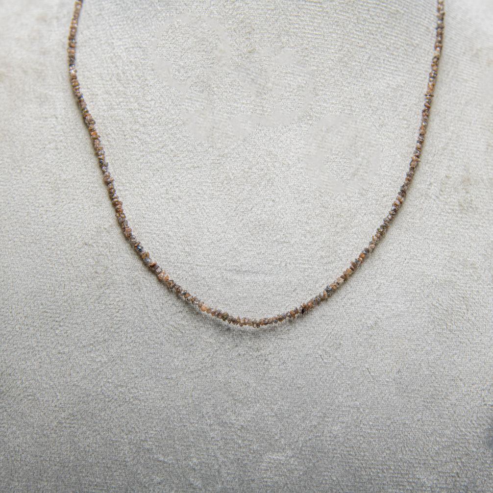 Pink Rough Diamond Beads Necklace with Silver Clasp