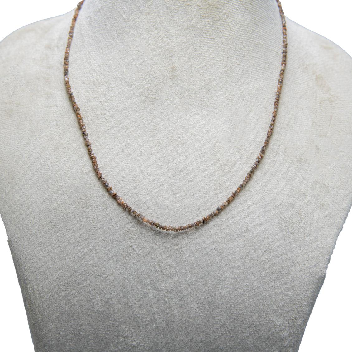 Pink Rough Diamond Beads Necklace with Silver Clasp
