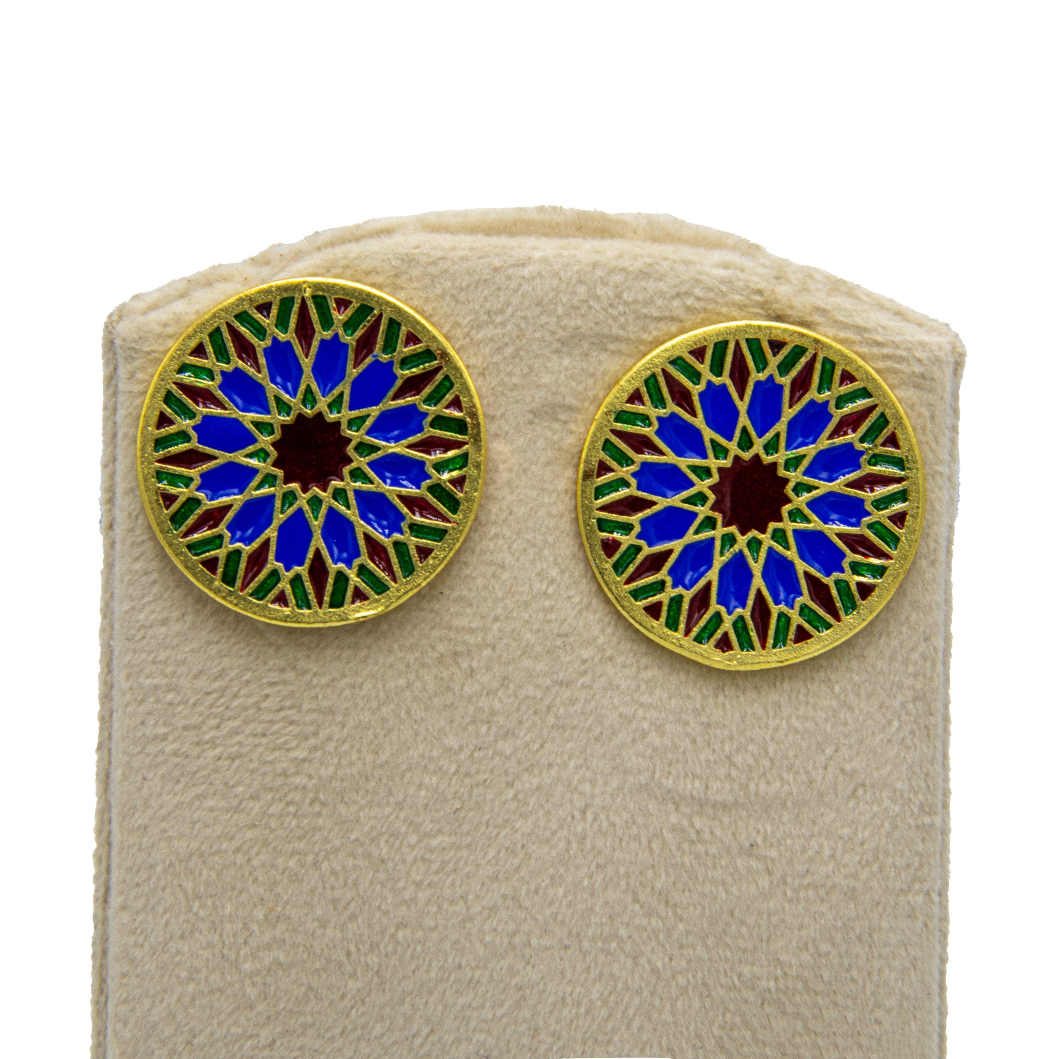 Plique A Jour Enameled Flash Gold Plated Earring