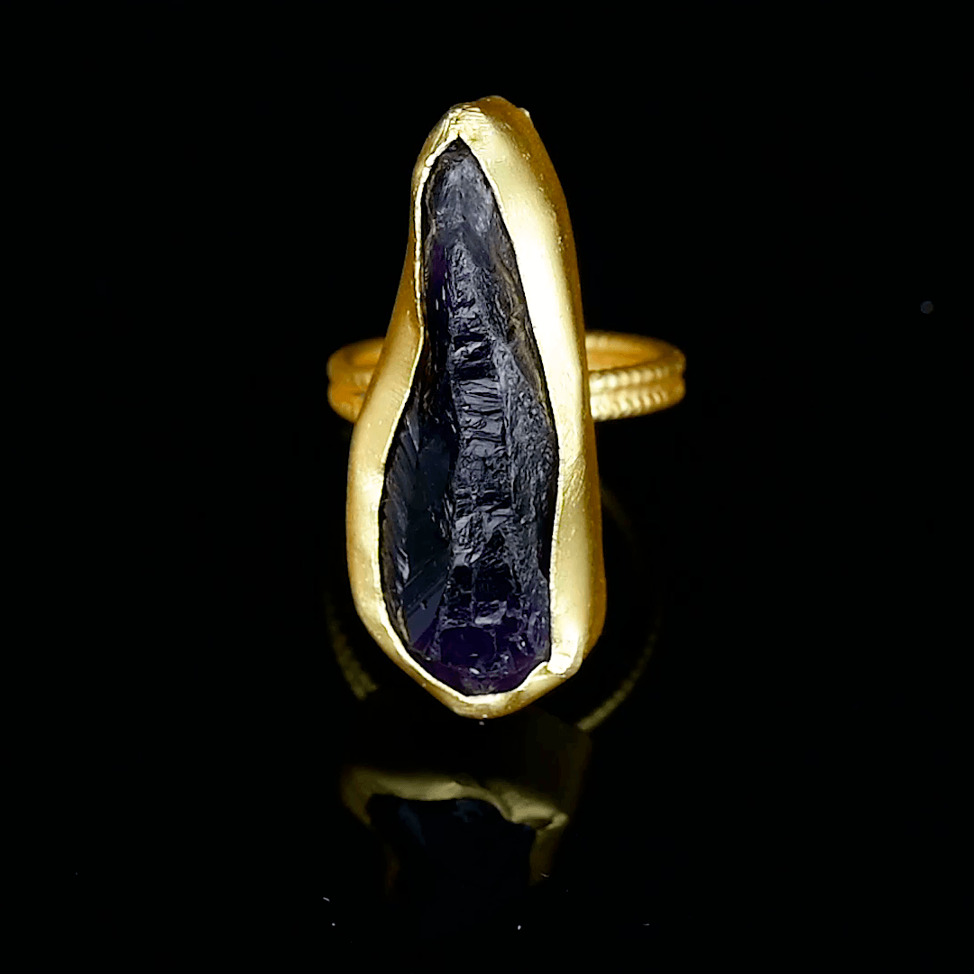 Purple Amethyst Natural Gemstone Ring