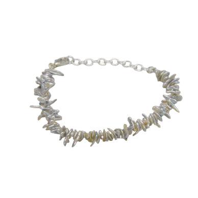 Rainbow Pearl Silver Plated Chain Bracelet
