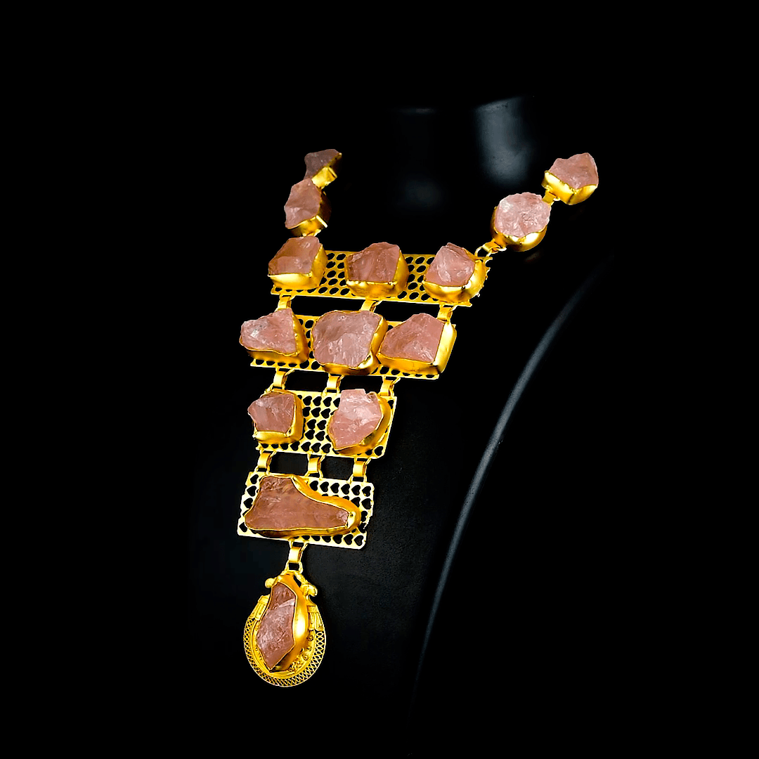 Rose Quartz Gemstone Necklace Fashion jewelry