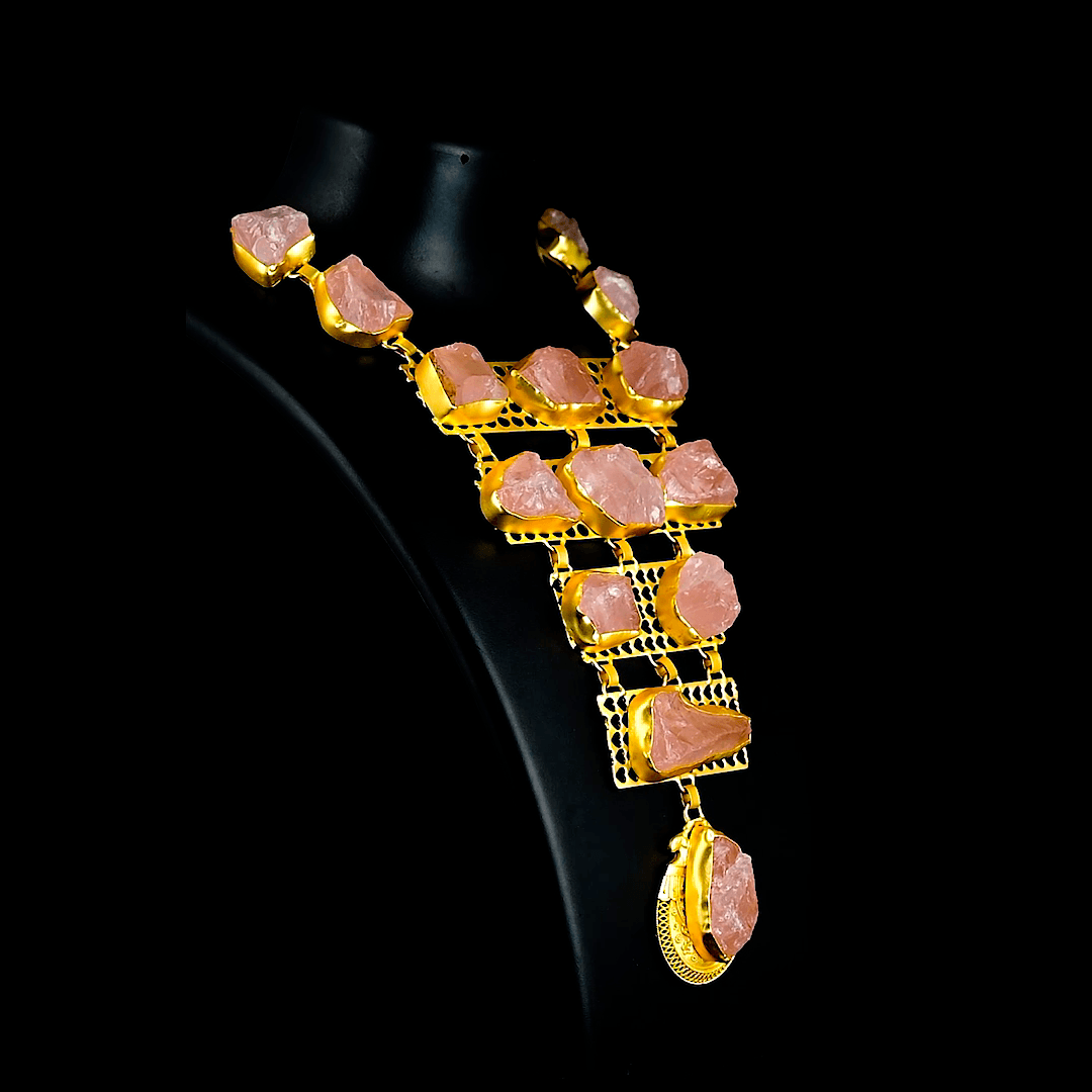 Rose Quartz Gemstone Necklace Fashion jewelry