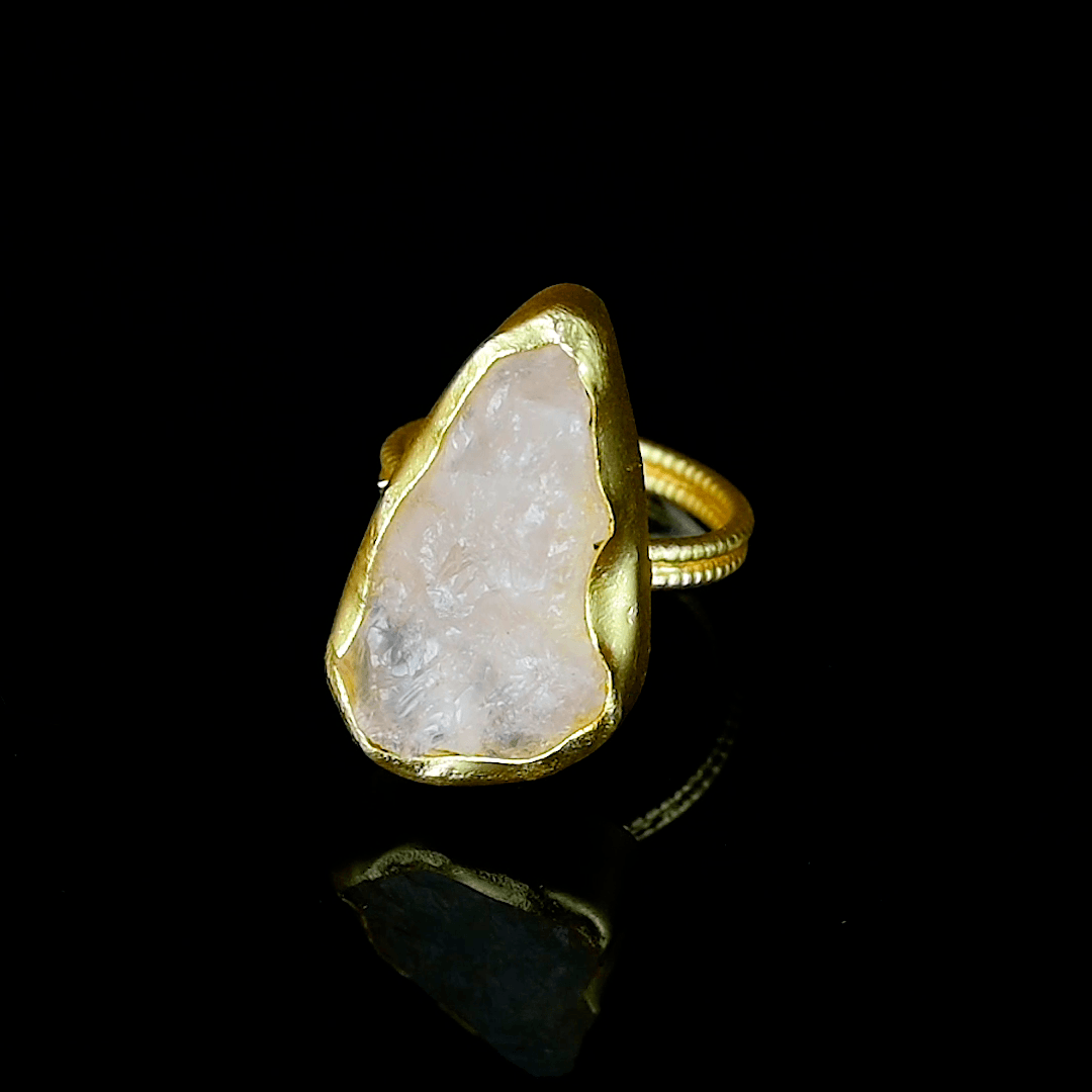 Rose Quartz Rough Gemstone Ring