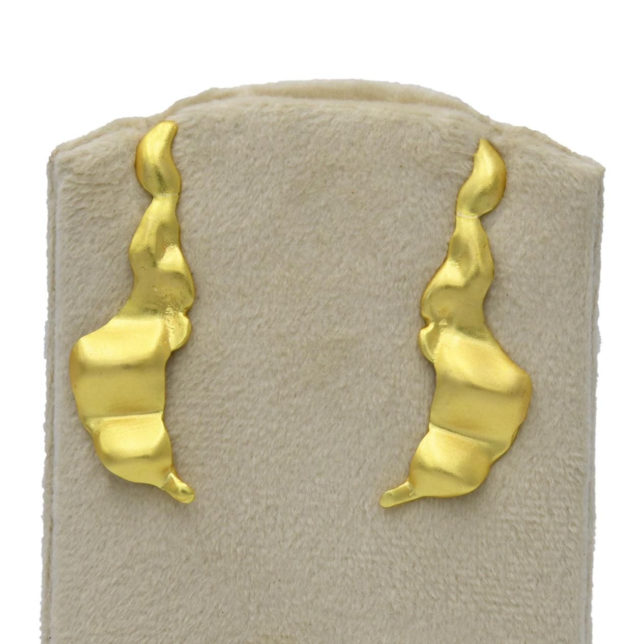 Sea Waves Gold plated Brass Stud Earring