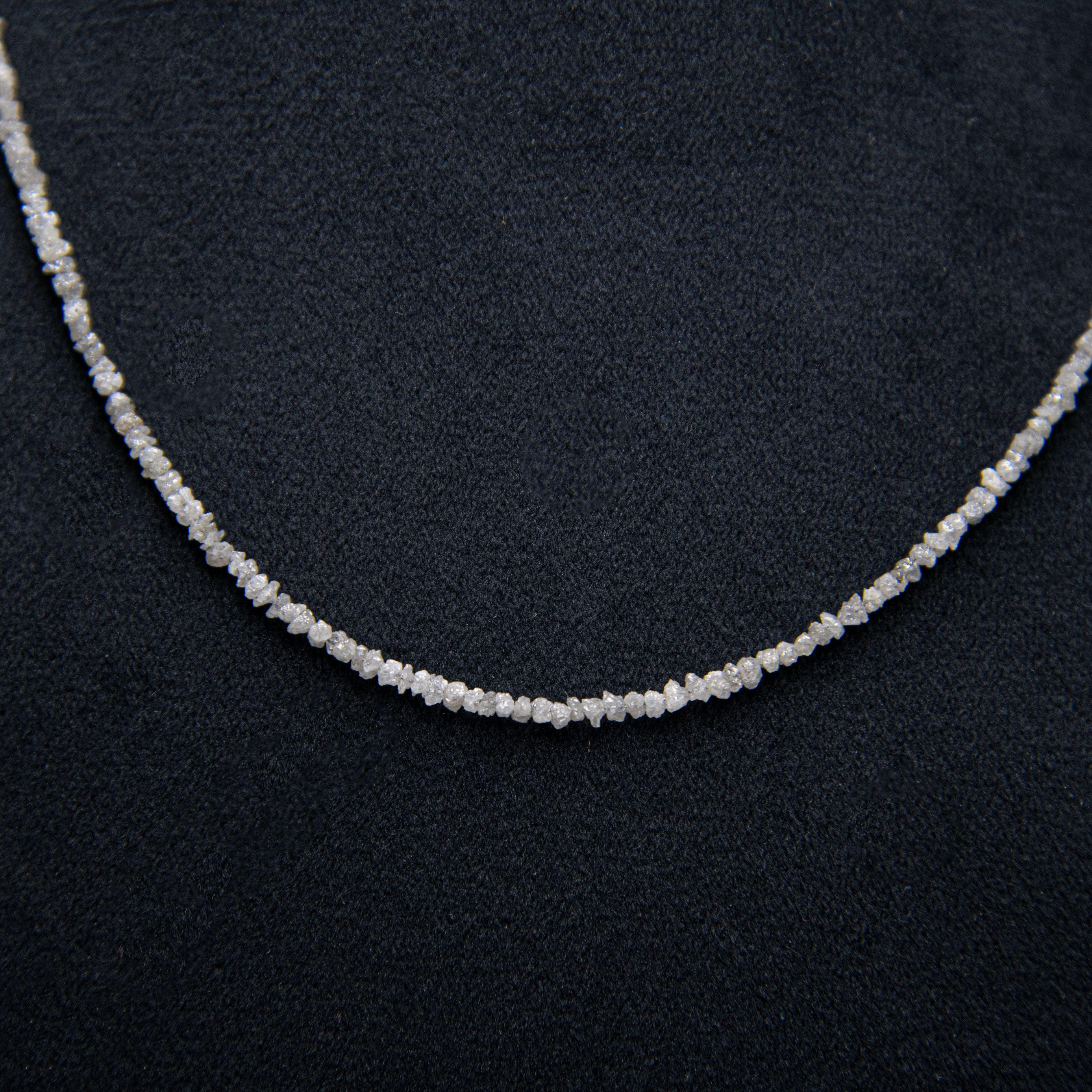Small silver Rough Diamond Bead Necklace with Silver Clasp