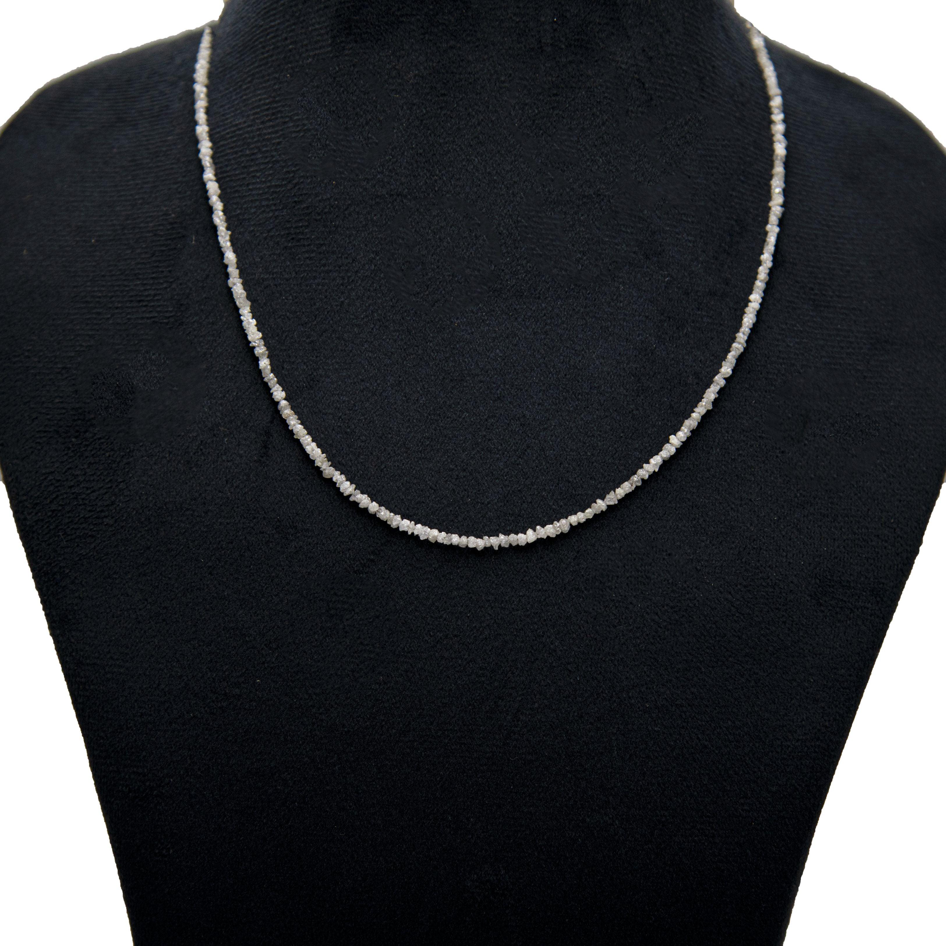 Small silver Rough Diamond Bead Necklace with Silver Clasp
