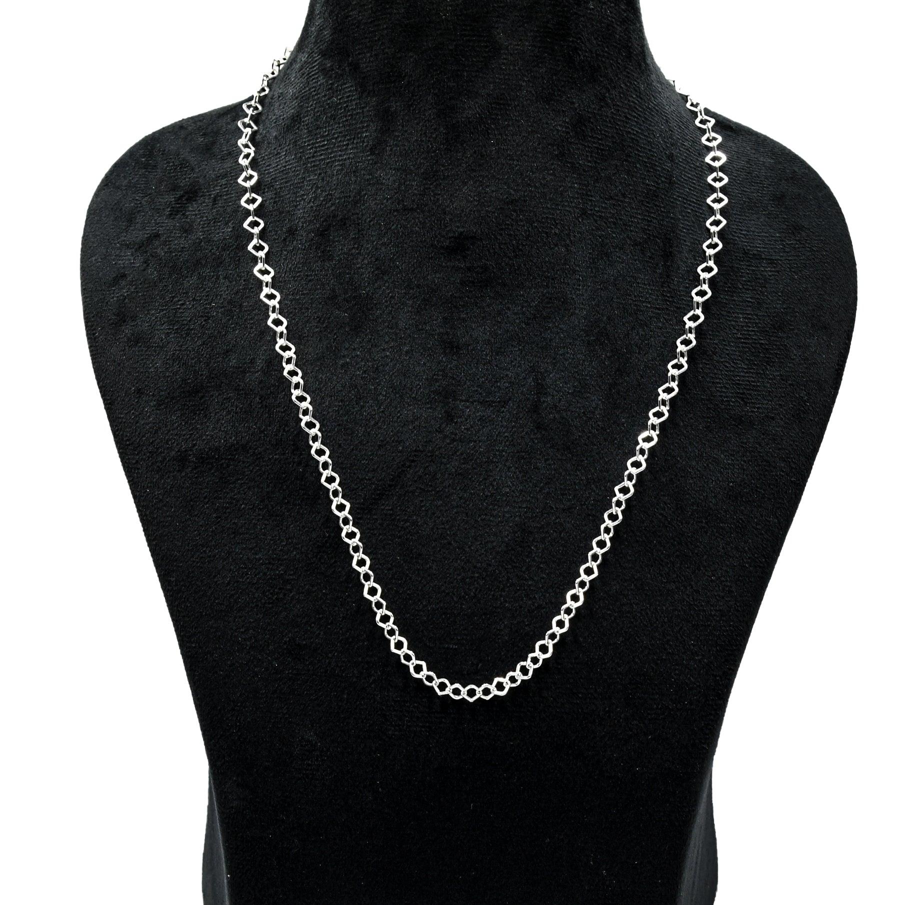 Square Brass Silver Plated Chain