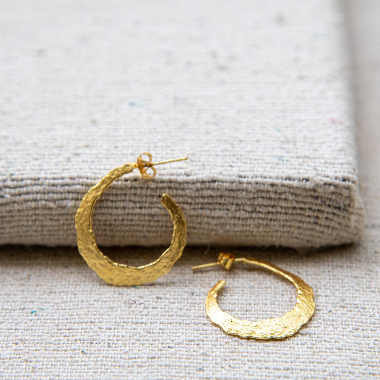 Textured Brass Hoop Earring