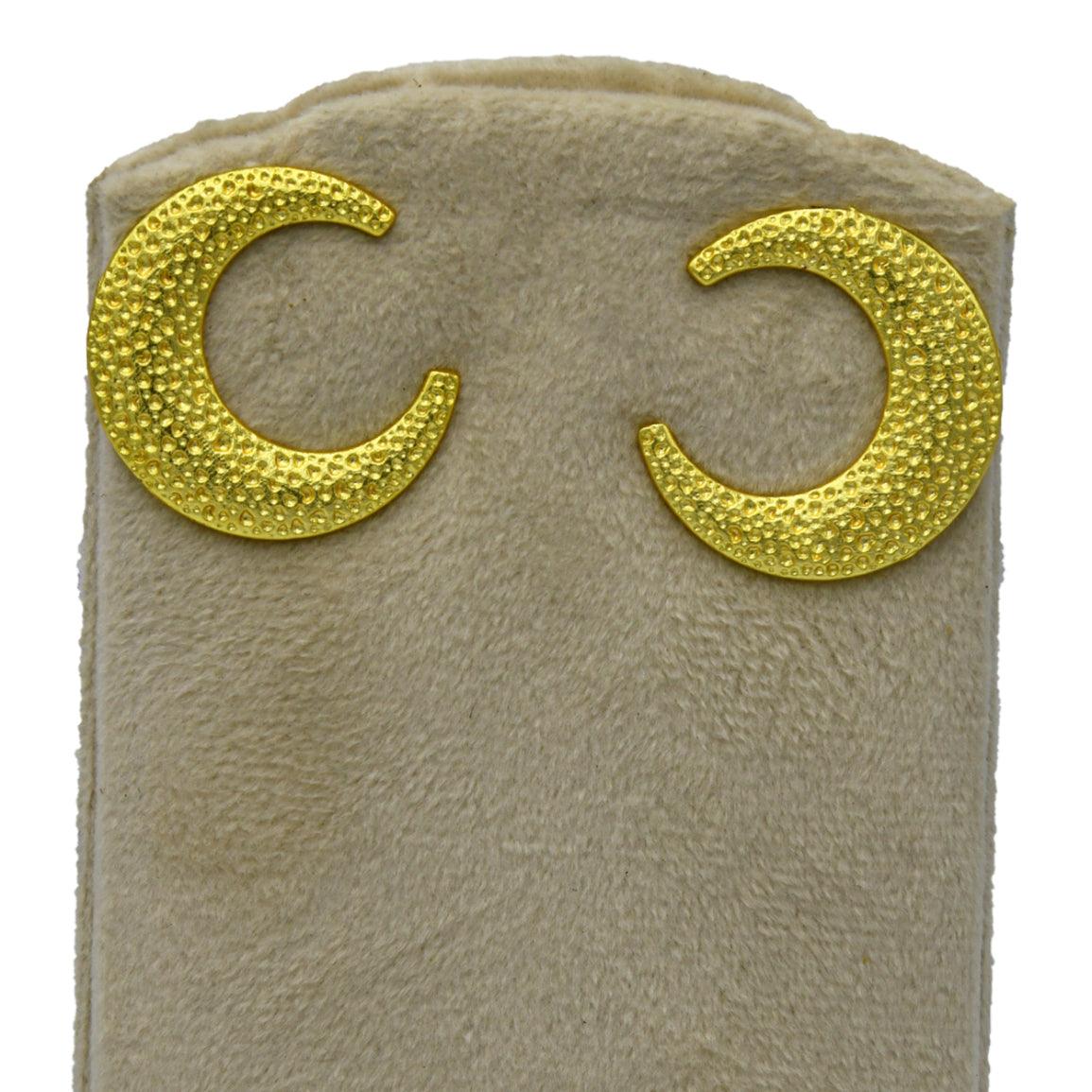 Textured Crescent Moon Stud Earring