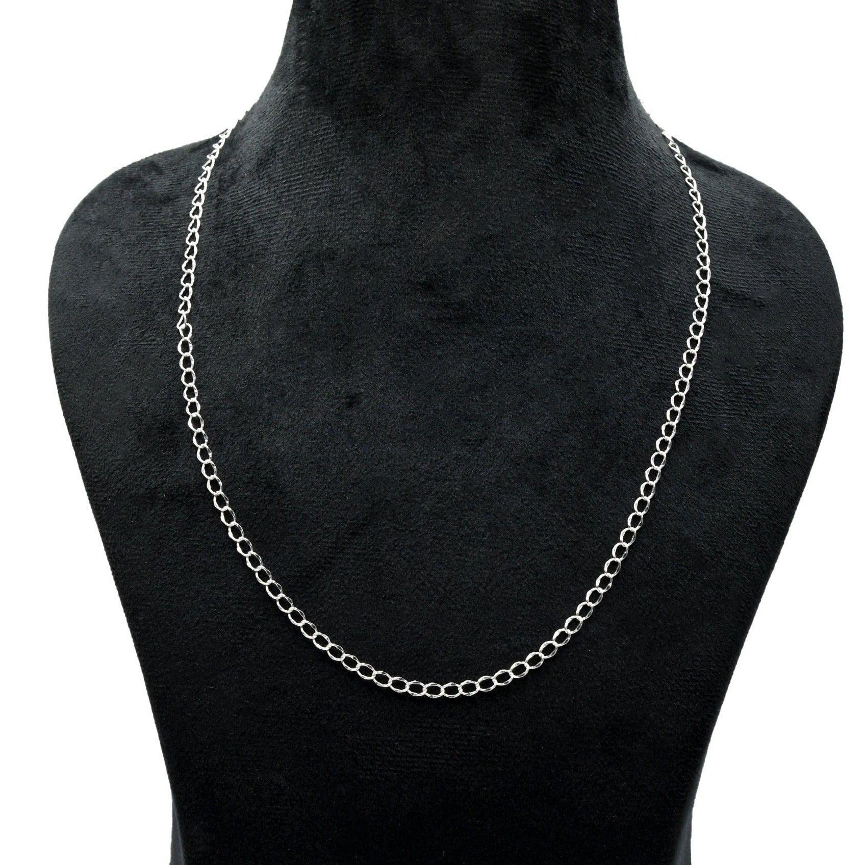 Uneven Oval Brass Silver Plated Chain
