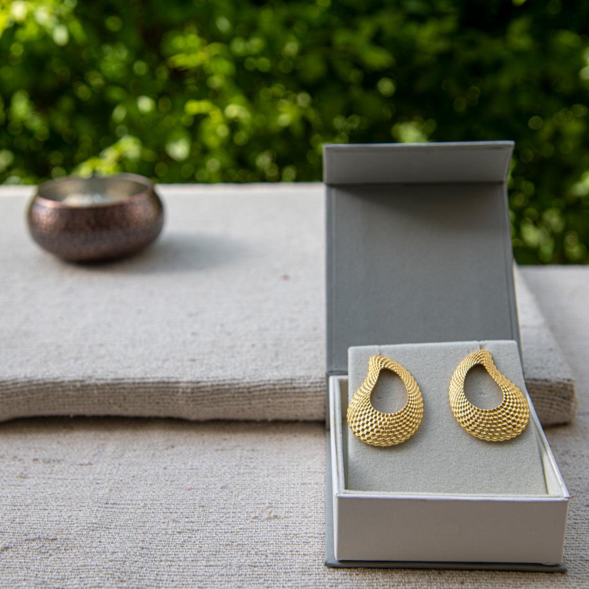 Uneven Textured Gold Plated Earring