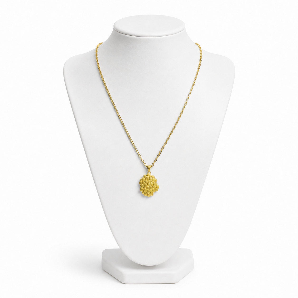 Bee Hive Hand Hammered Flash Gold Plated Brass Pendant