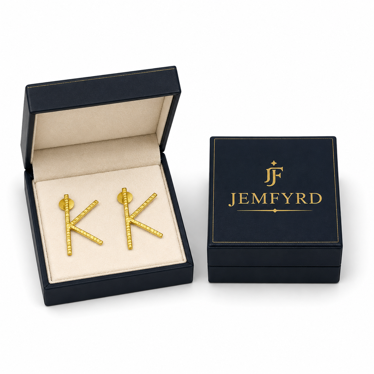 Alphabet "K" Hand Beaten Brass Earrings