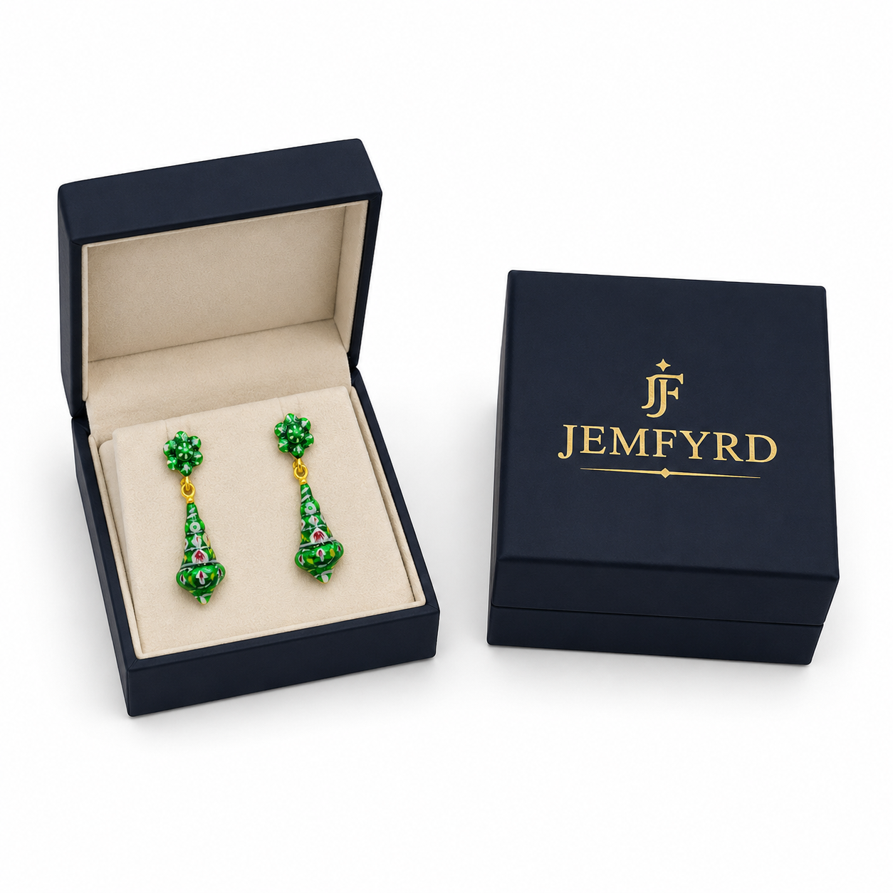 Sea Shell with Flower Enamel Flash Gold Plated Brass Stud Earring