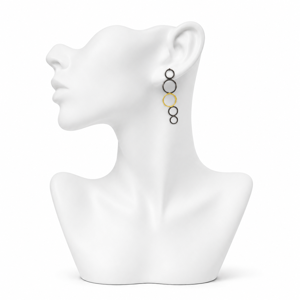 Penta Ring Brass Dual Colour Plated Stud Earring