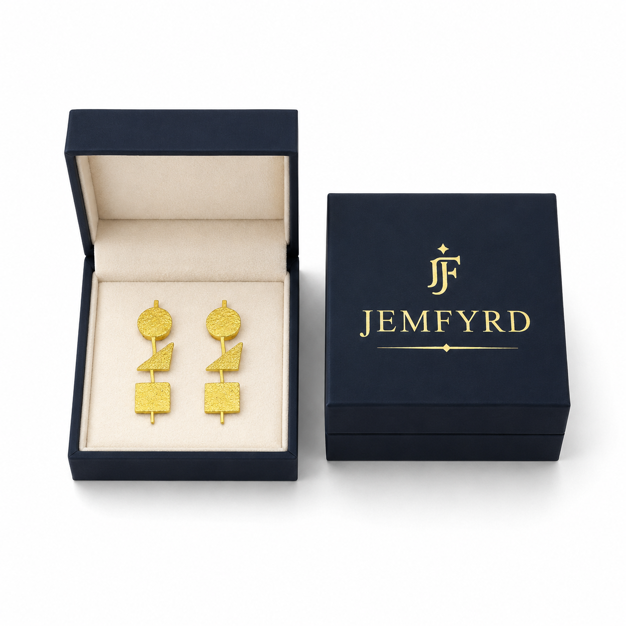 Geometrical Dangler Flash Gold Plated Stud Earring