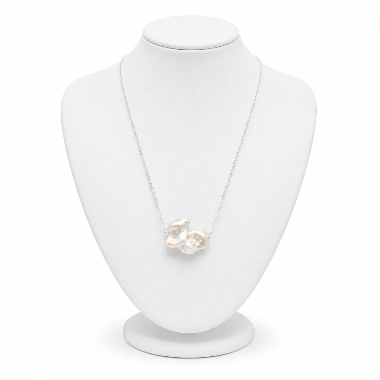 Natural Uneven Mabe Pearl Silver Plated Chain Pendant