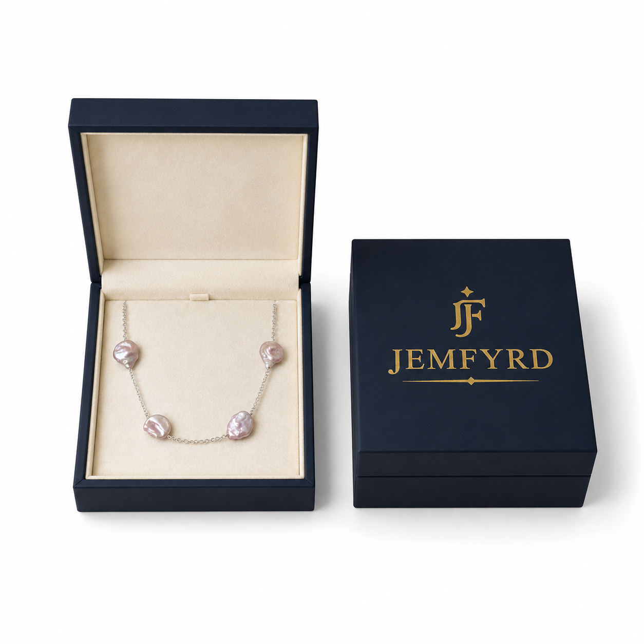 Natural Pearl Sliver Plated Cut Chain Necklace