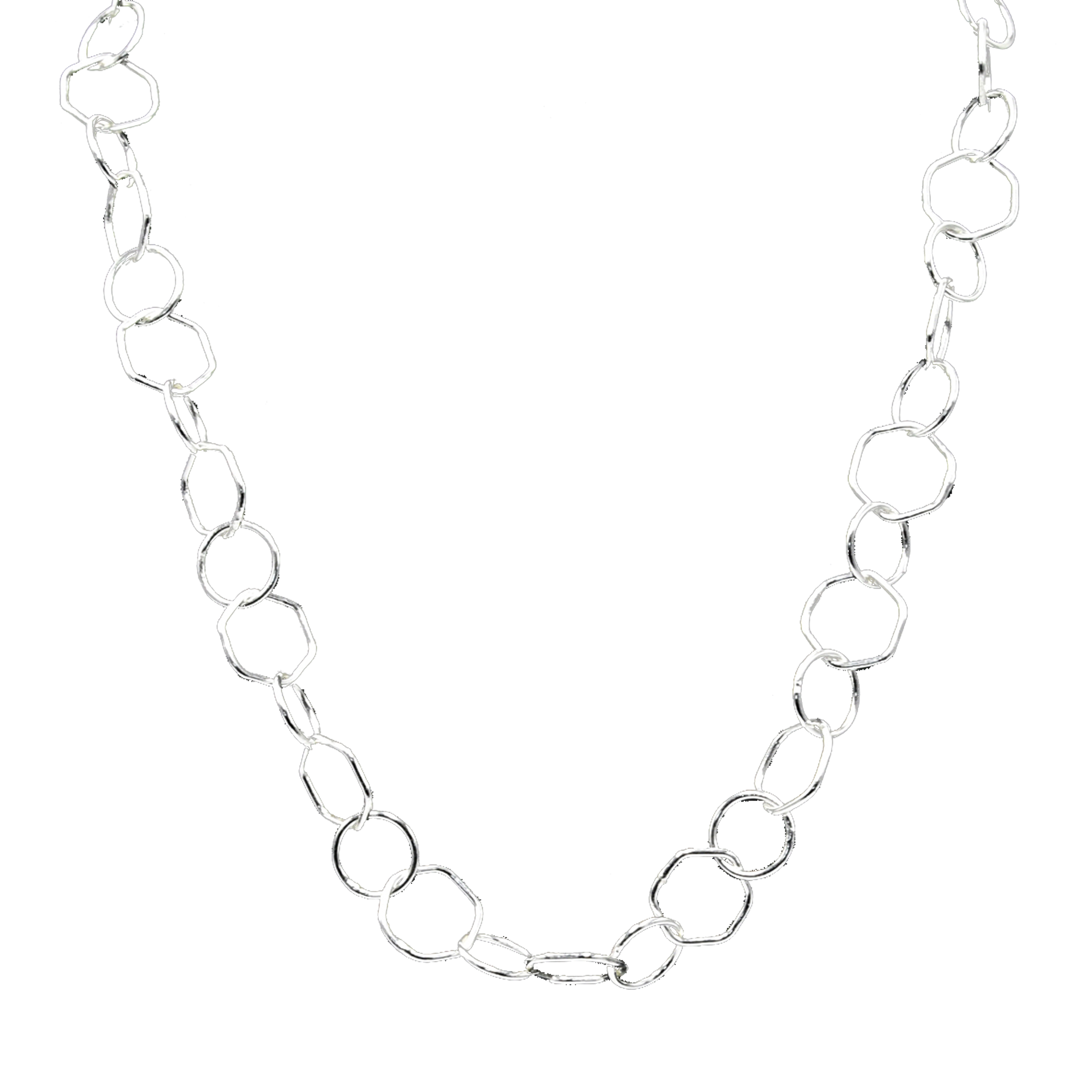 Hexagon Brass Silver Plated Chain