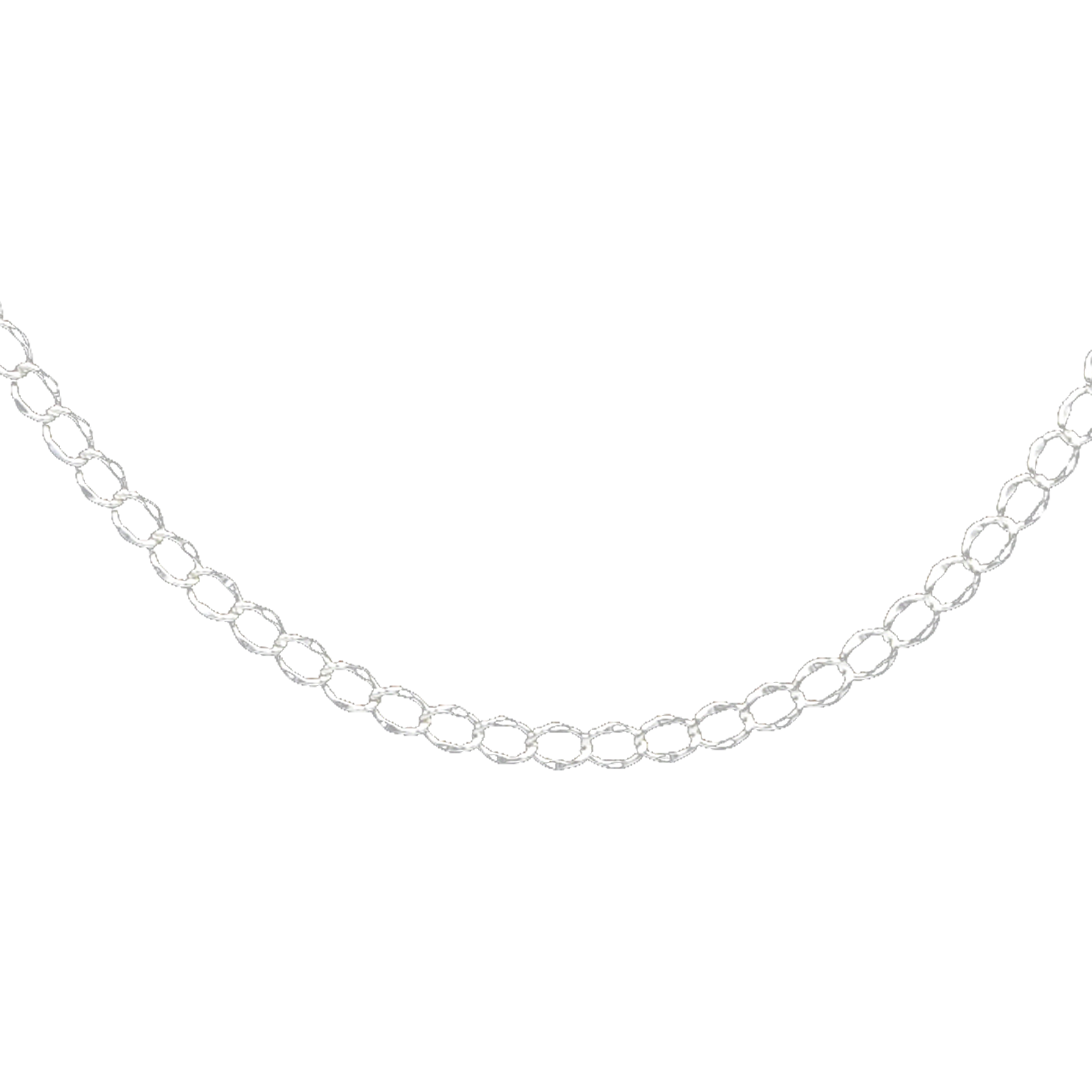 Uneven Oval Brass Silver Plated Chain