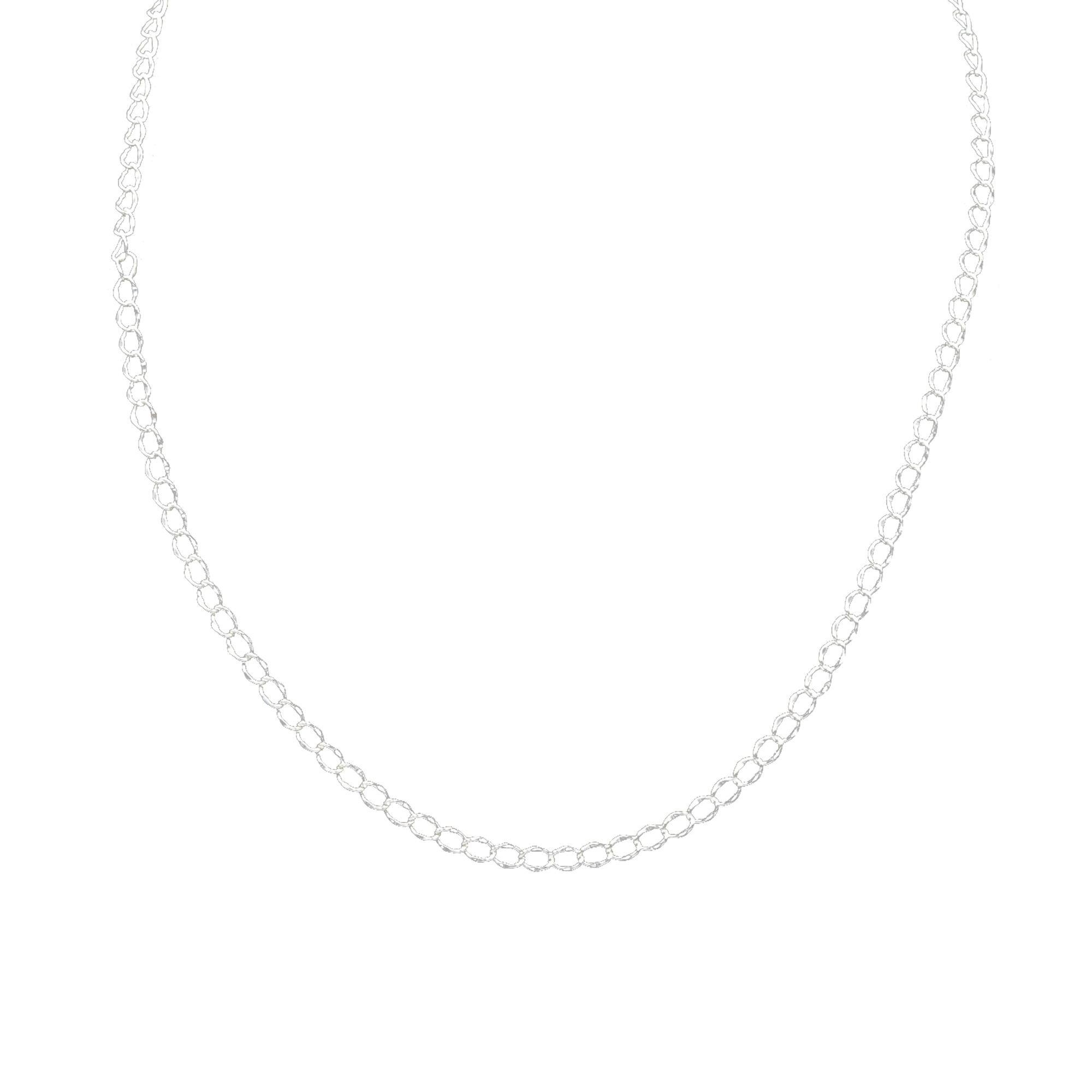 Uneven Oval Brass Silver Plated Chain