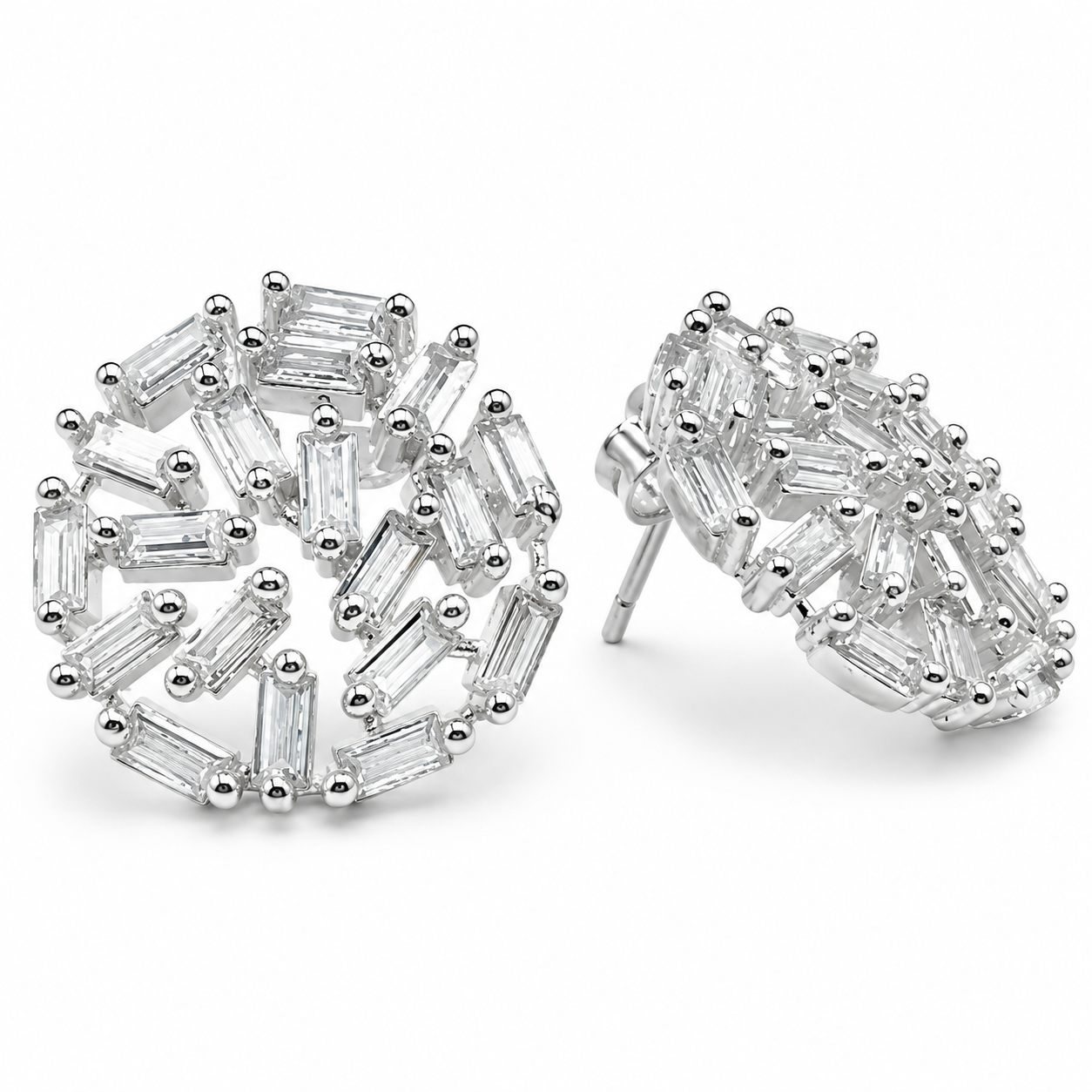 Dome Cluster Silver Stud Earring