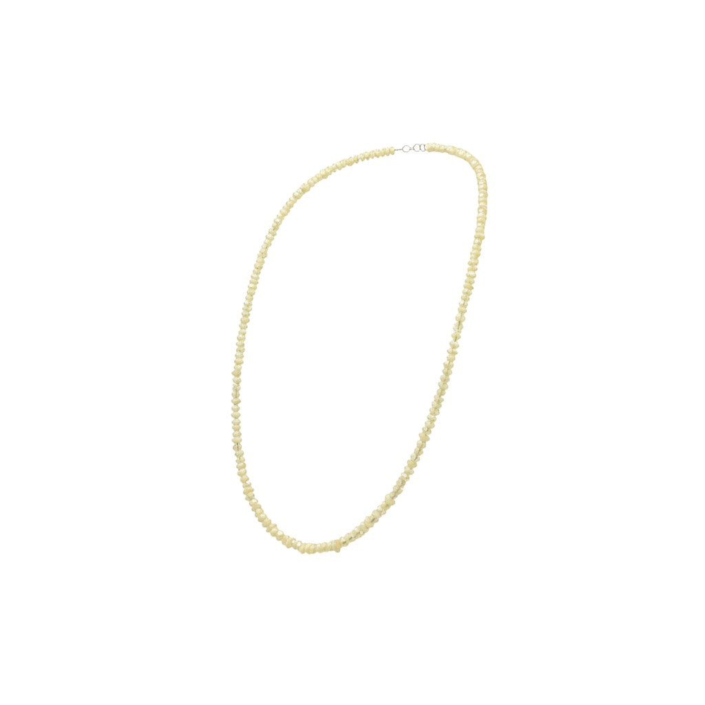 White Rough Diamond Bead Necklace with Silver Clasp