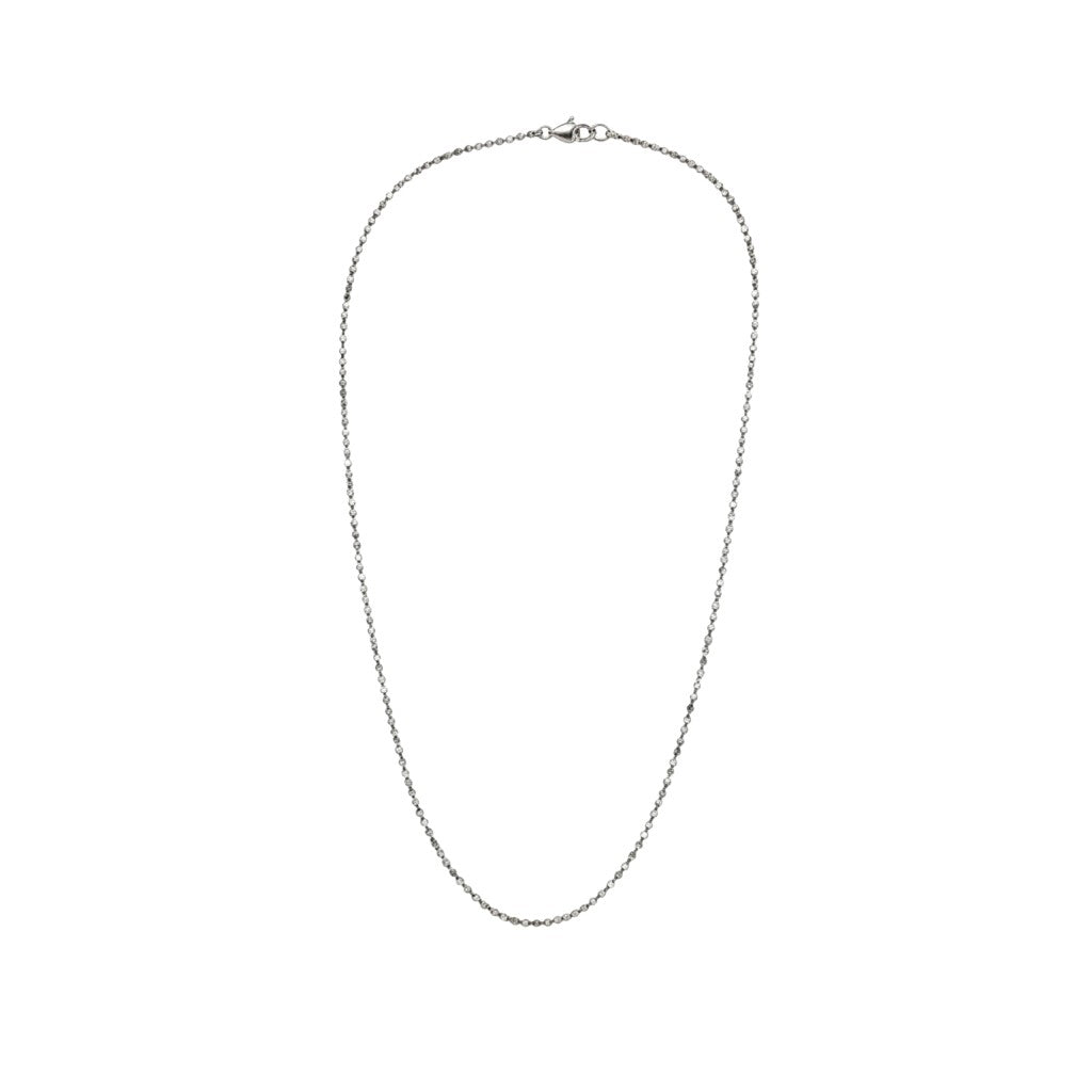 Small Grey Rough Diamond Bead Necklace with Silver Clasp