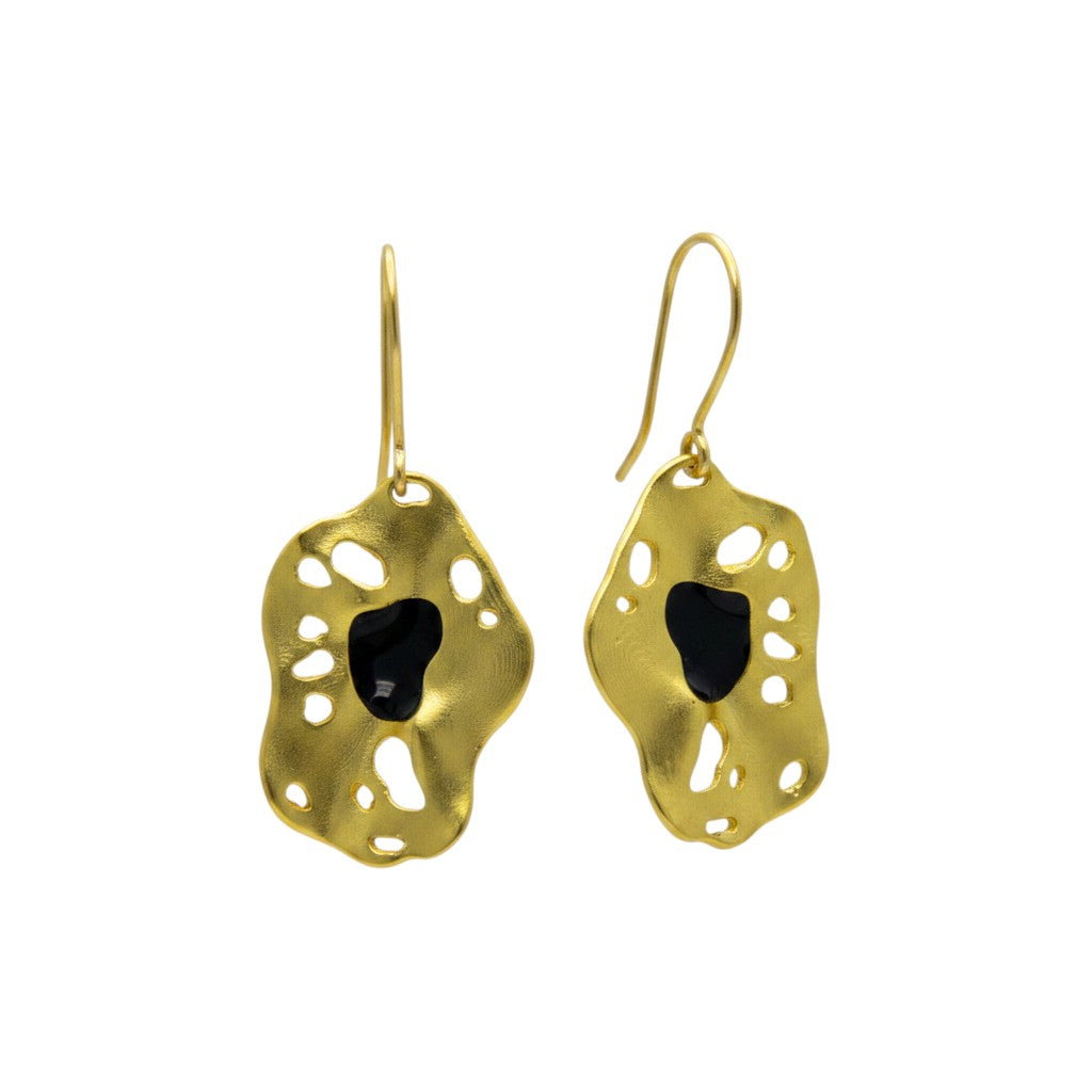 Modern art enameled Flash Gold Plated stud earring