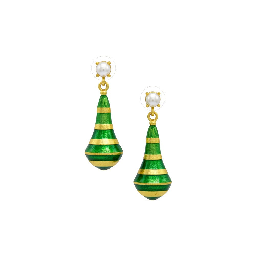 Pear Style Enameled Flash Gold Plated Stud Earring