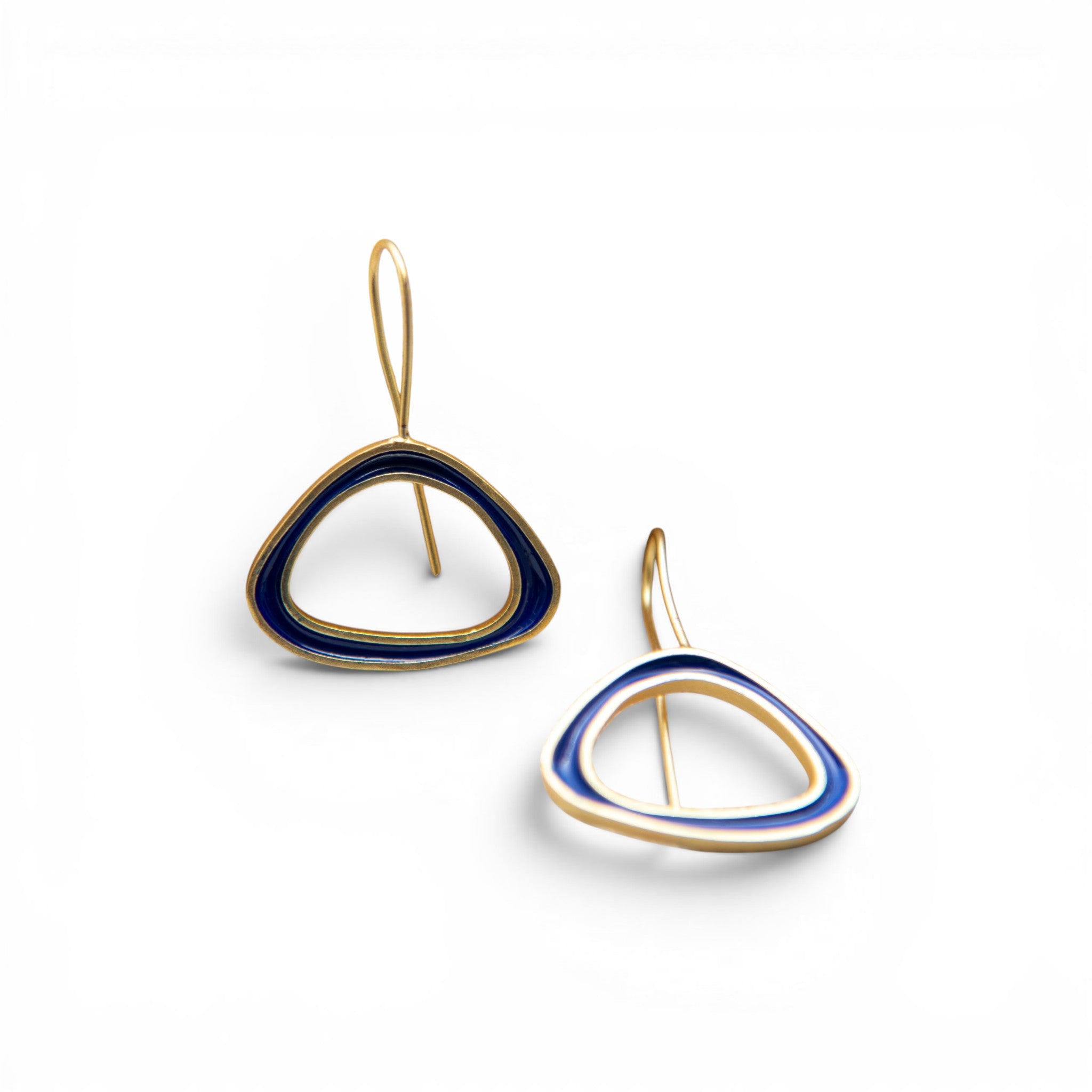 Santorini Blue Enameled Flash Gold Plated Earring