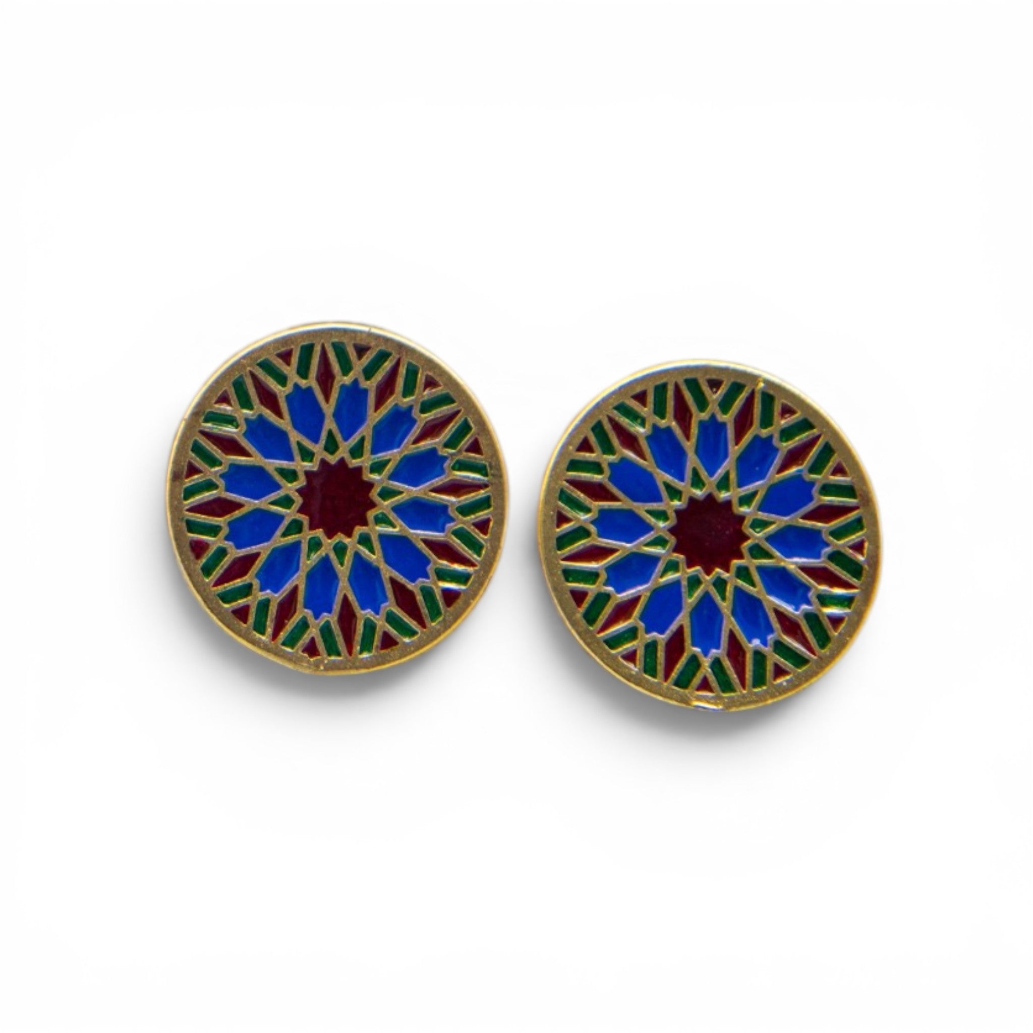 Plique A Jour Enameled Flash Gold Plated Earring