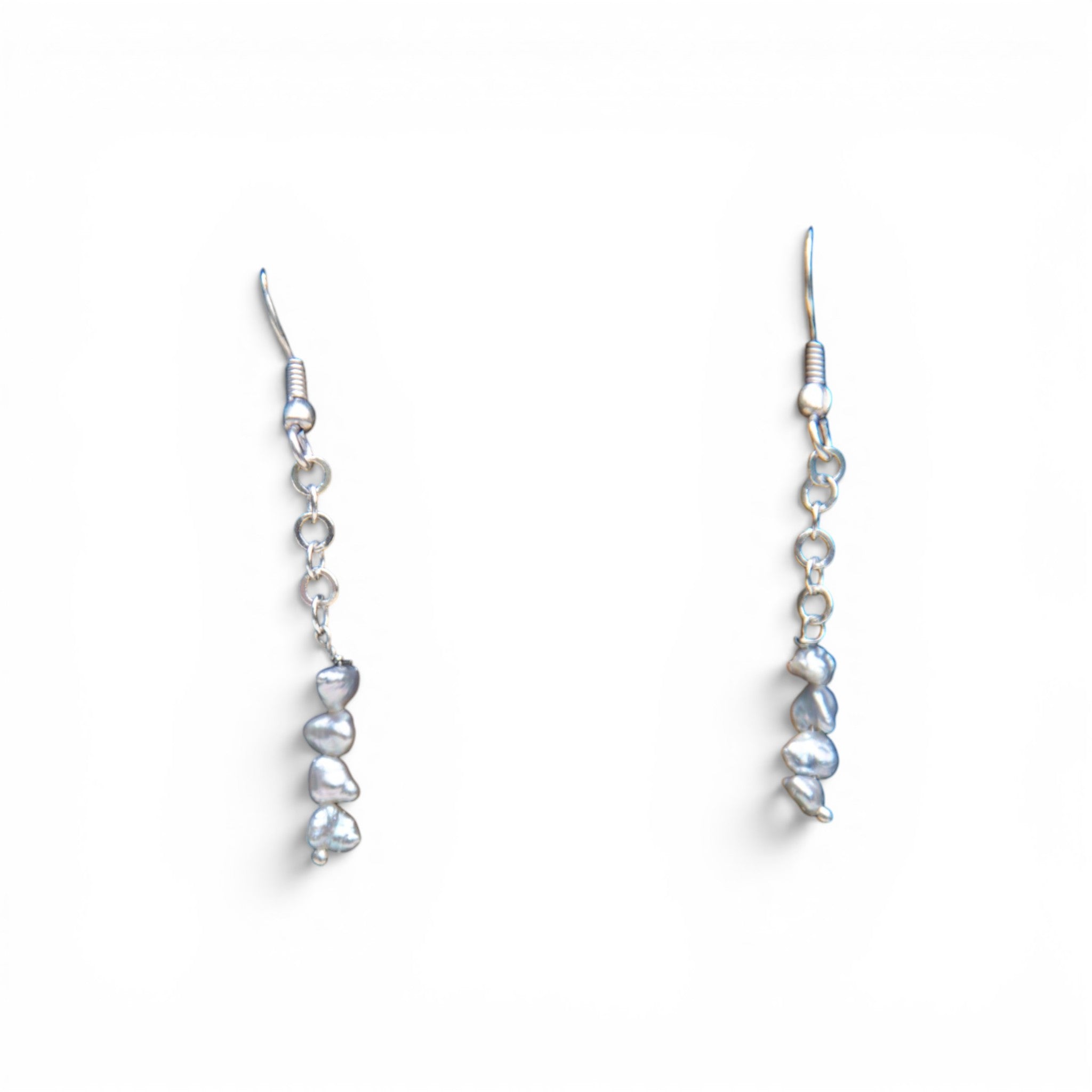 Natural Mabe Pearl Dangler Silver Plated Hook Earring
