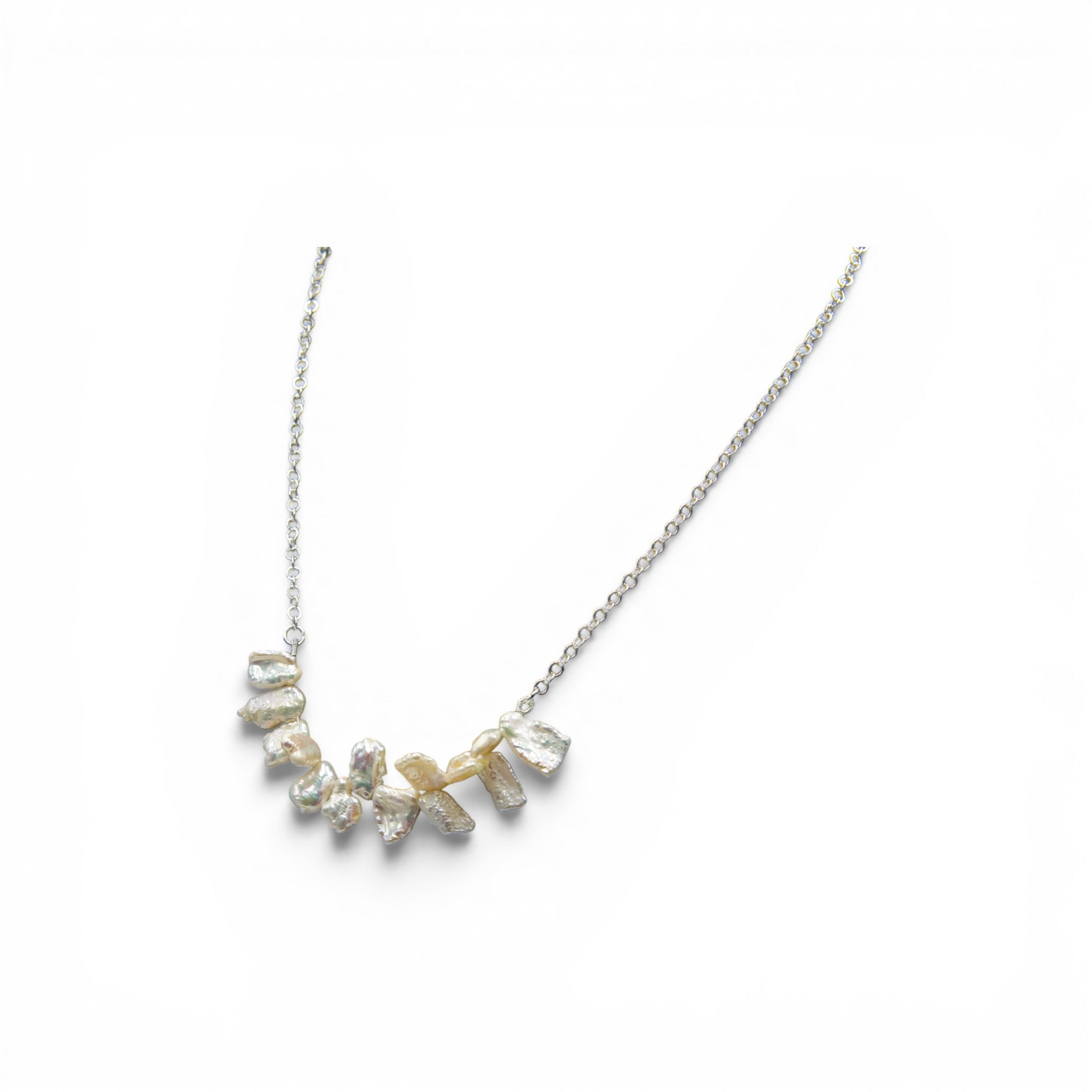 Natural Freshwater Pearl Silver Plated Chain Necklace