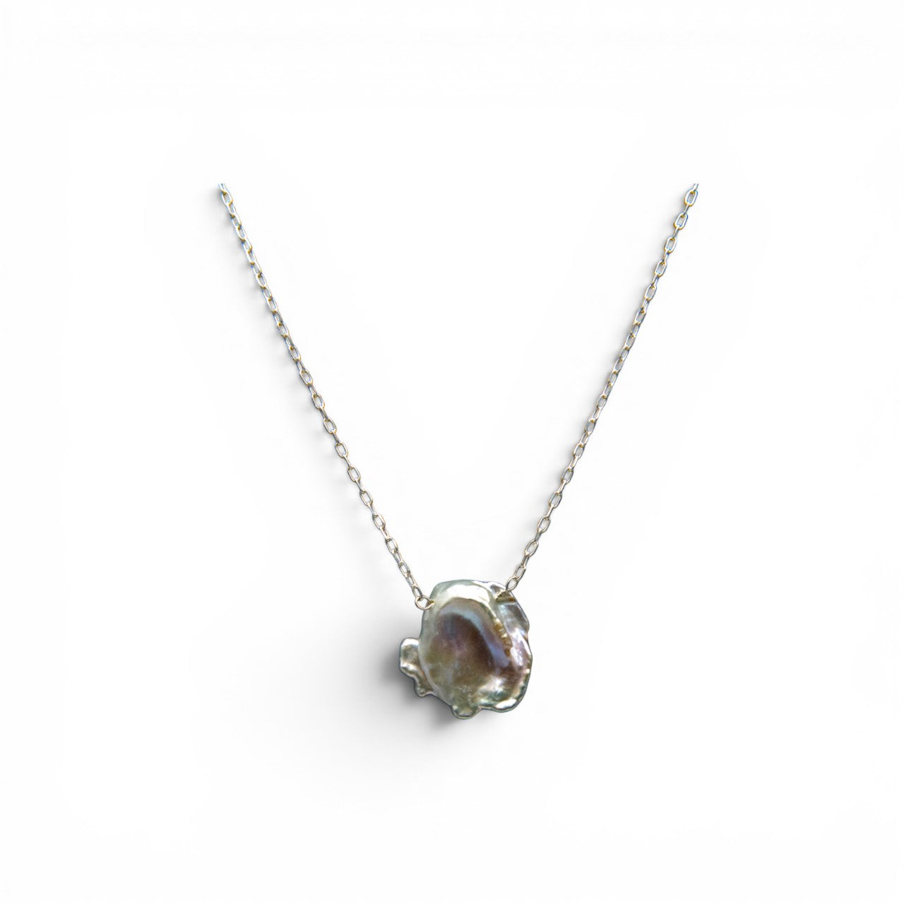 Natural Baroque Pearl Silver Plated Chain Pendant