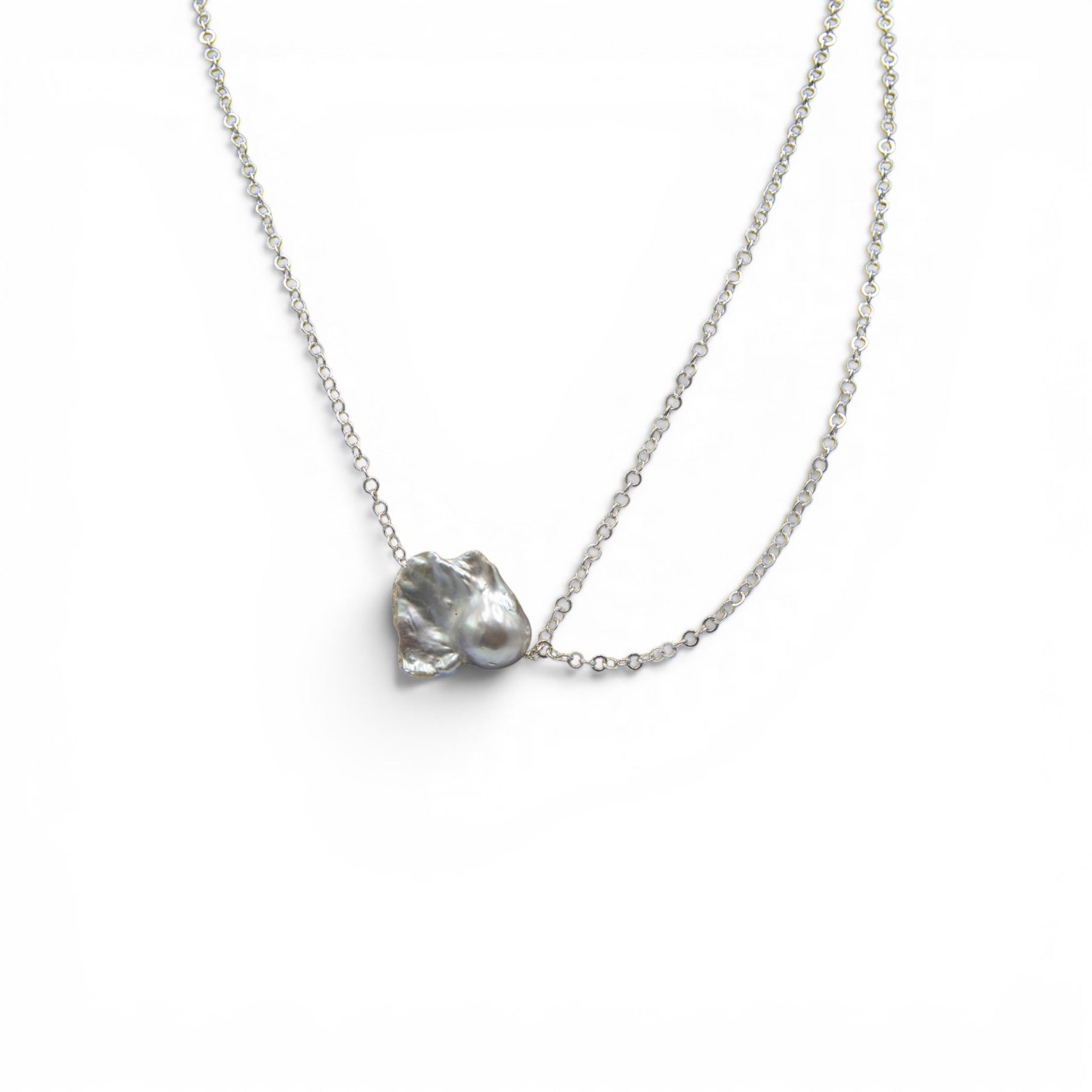 Natural Pearl Silver Plated Chain Pendant